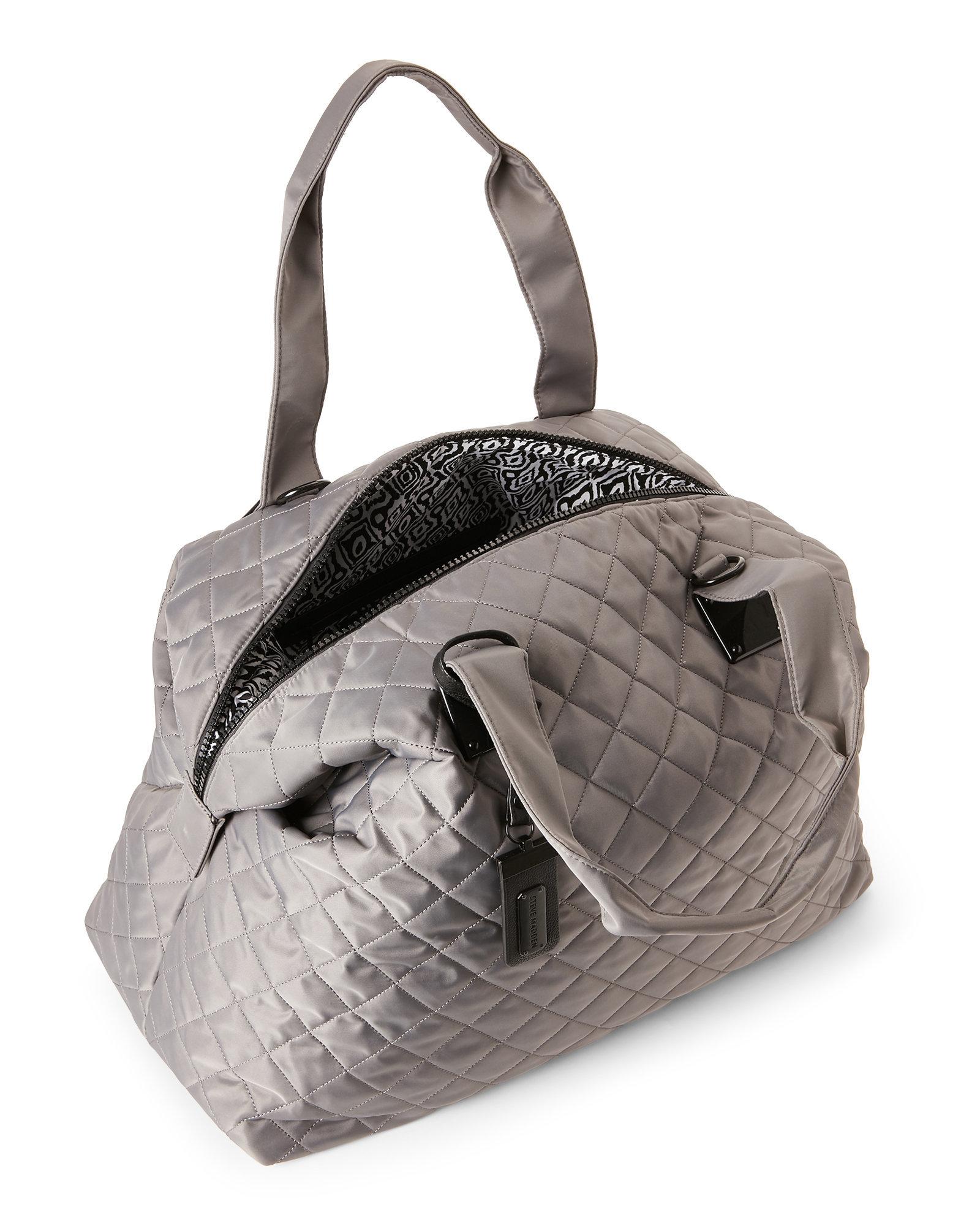 Lyst Steve Madden Quilted Grey Weekender Bag In Gray Gallery