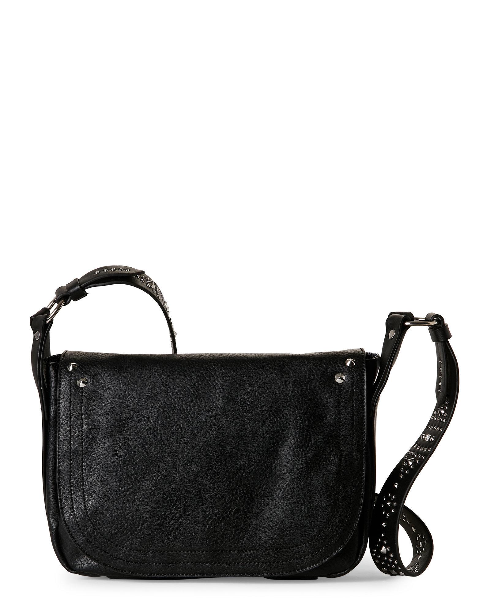 black leather steve madden purse