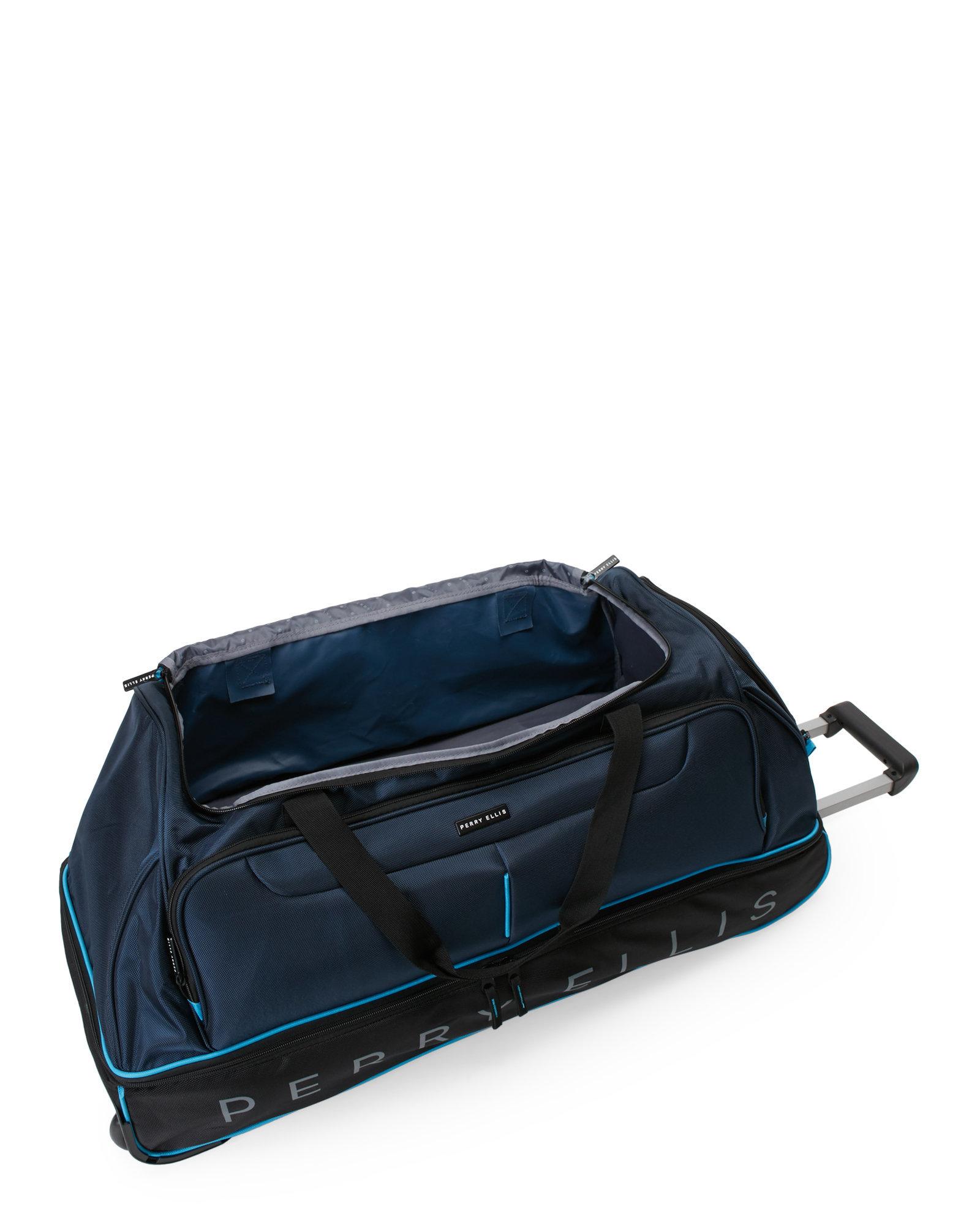 Lyst Perry Ellis Portfolio 30 Navy Drop Bottom Duffle In Blue For Men Gallery