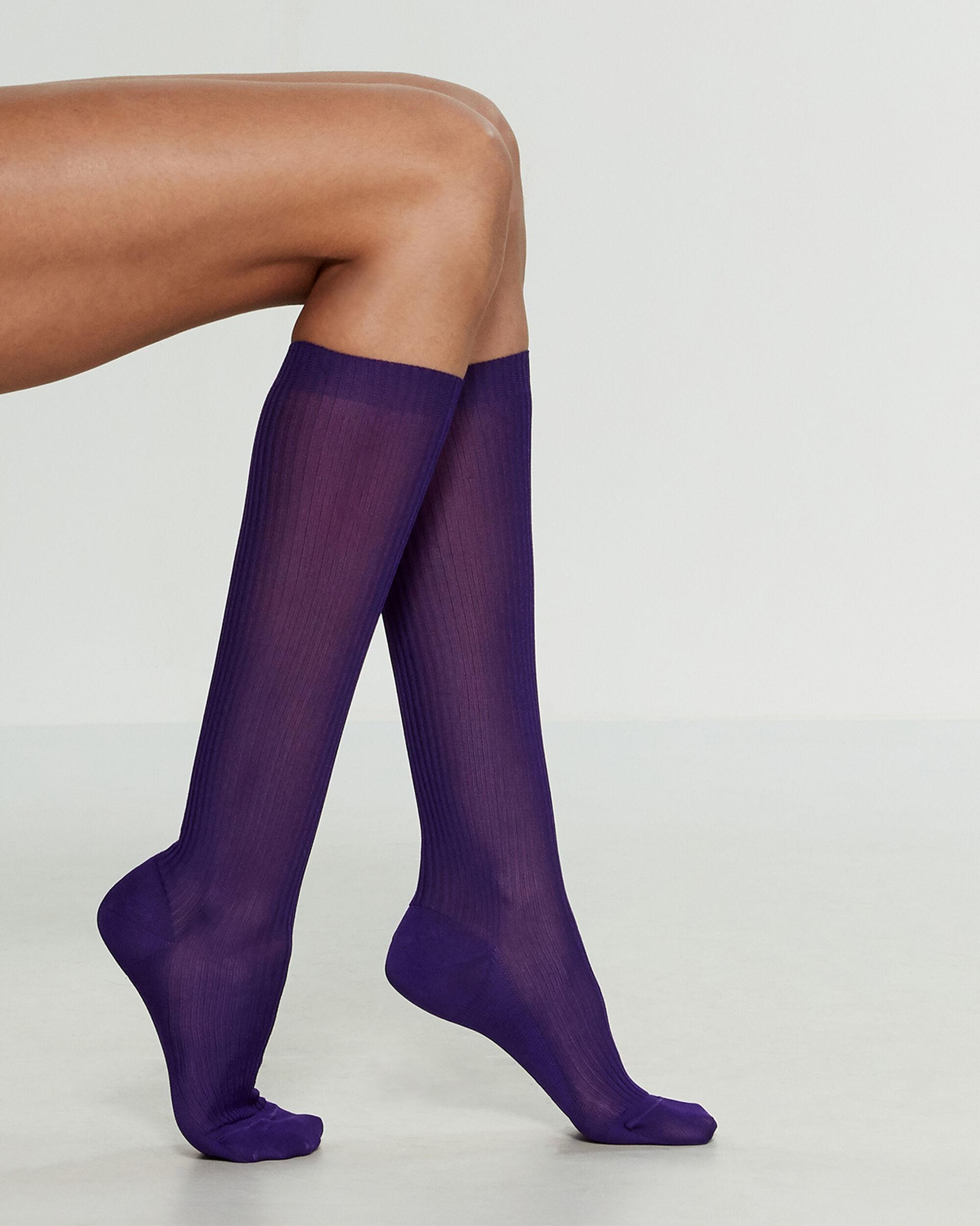 Missoni Synthetic Solid Ribbed Kneehigh Socks in Purple Lyst