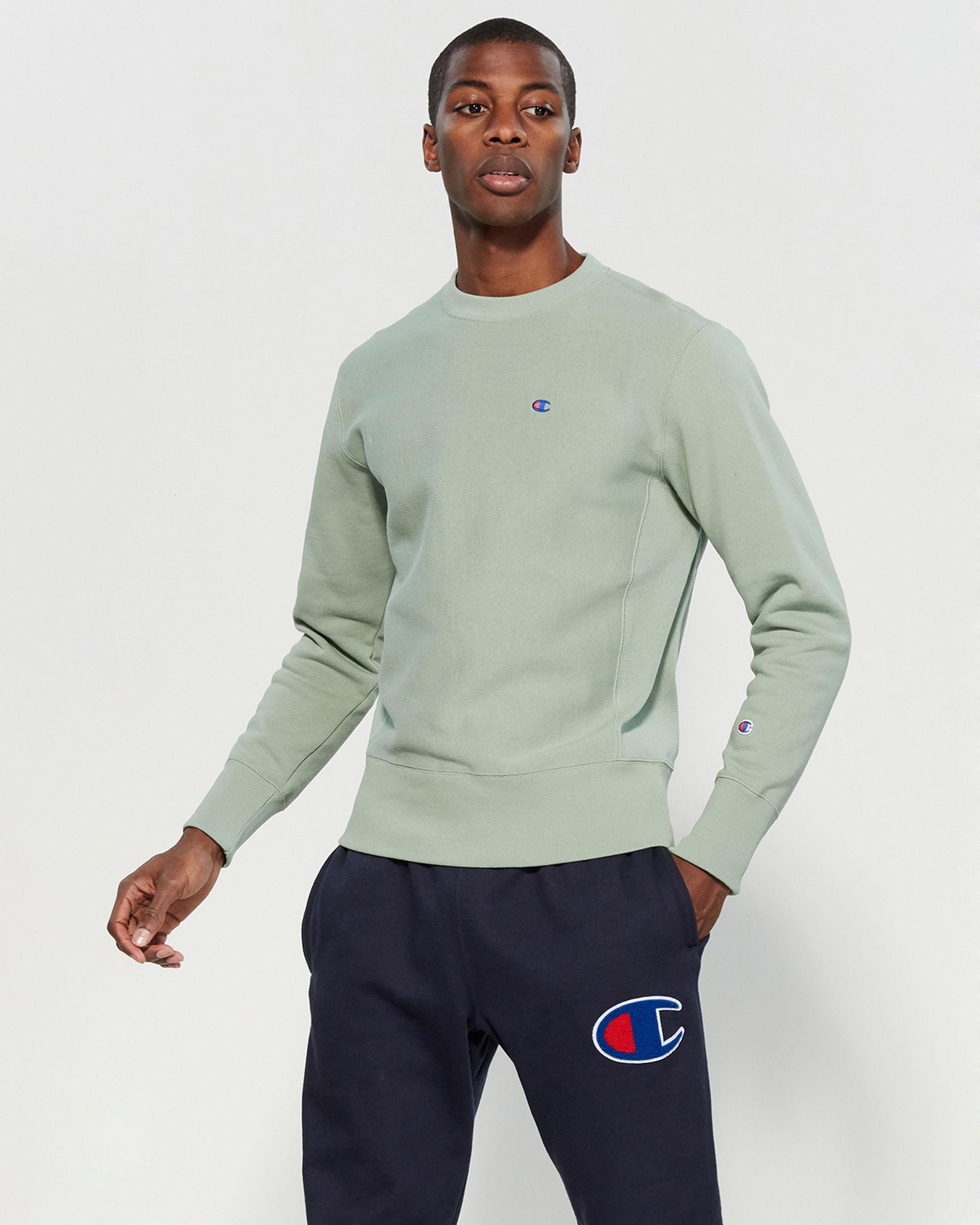 Champion Cotton Solid Pullover Fleece Sweatshirt in Green for Men - Lyst