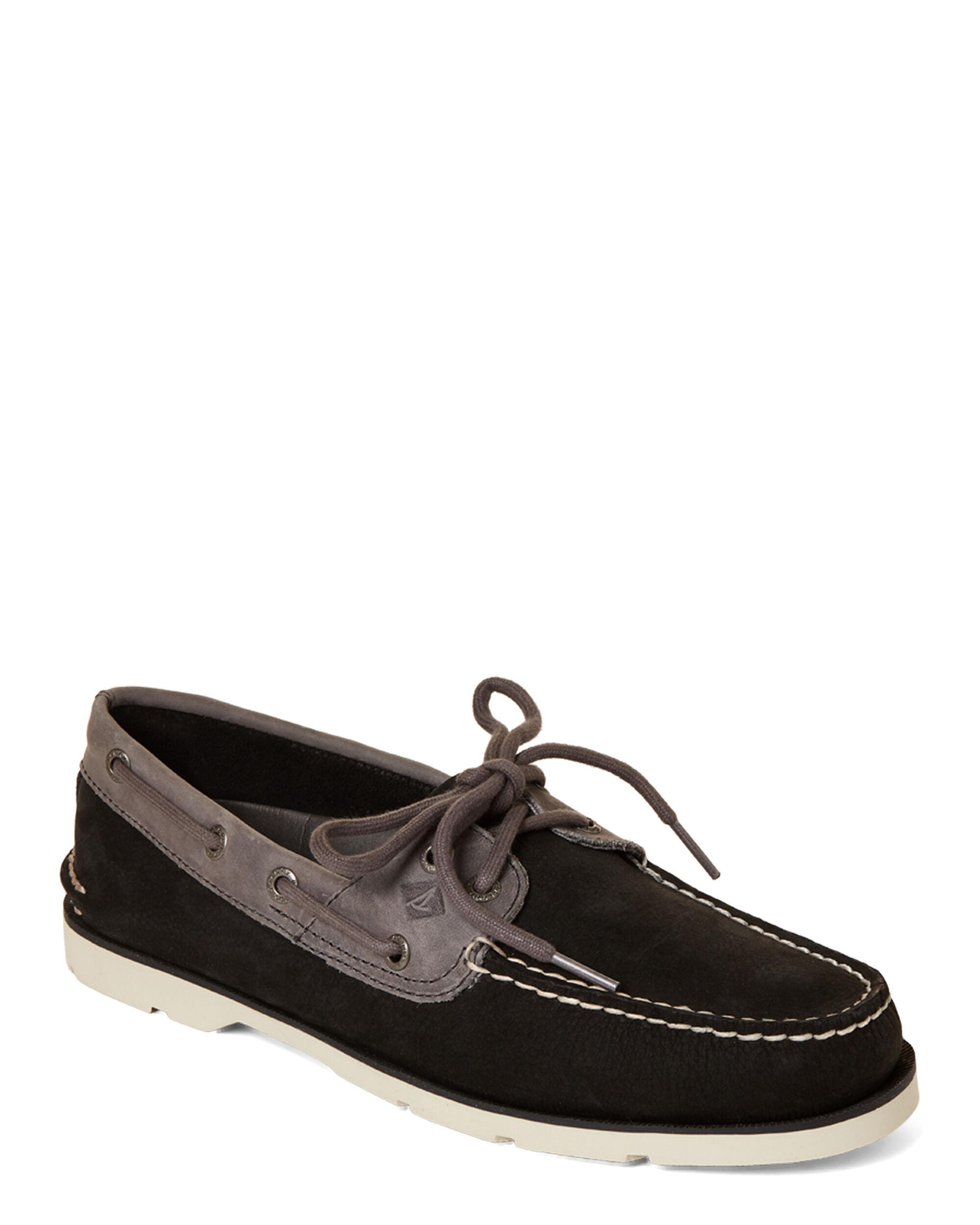 Sperry Top-Sider Black Leeward Nubuck Boat Shoes in Black for Men - Lyst