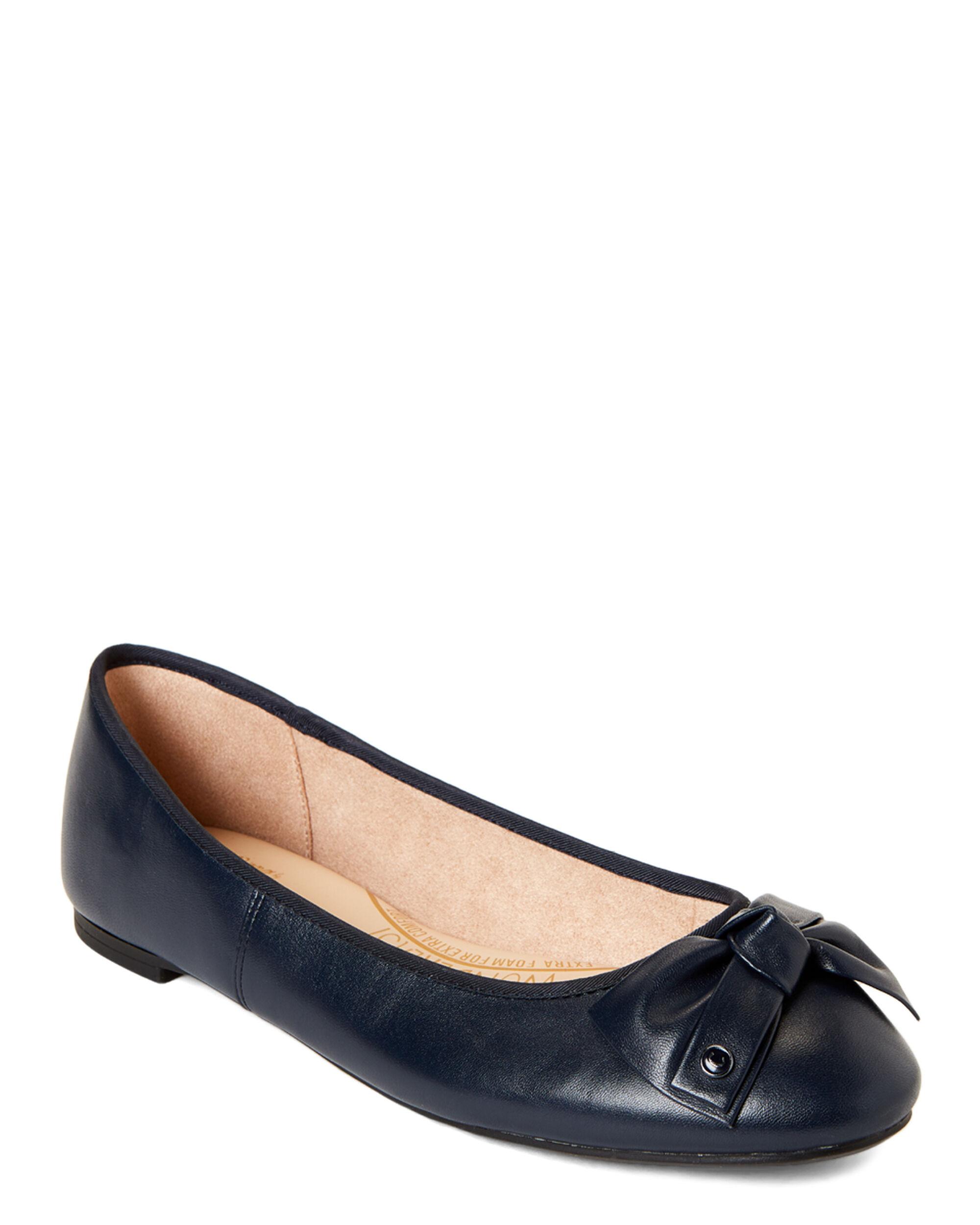 Circus by Sam Edelman Navy Connie Bow Leather Flats in Blue - Save 33% ...