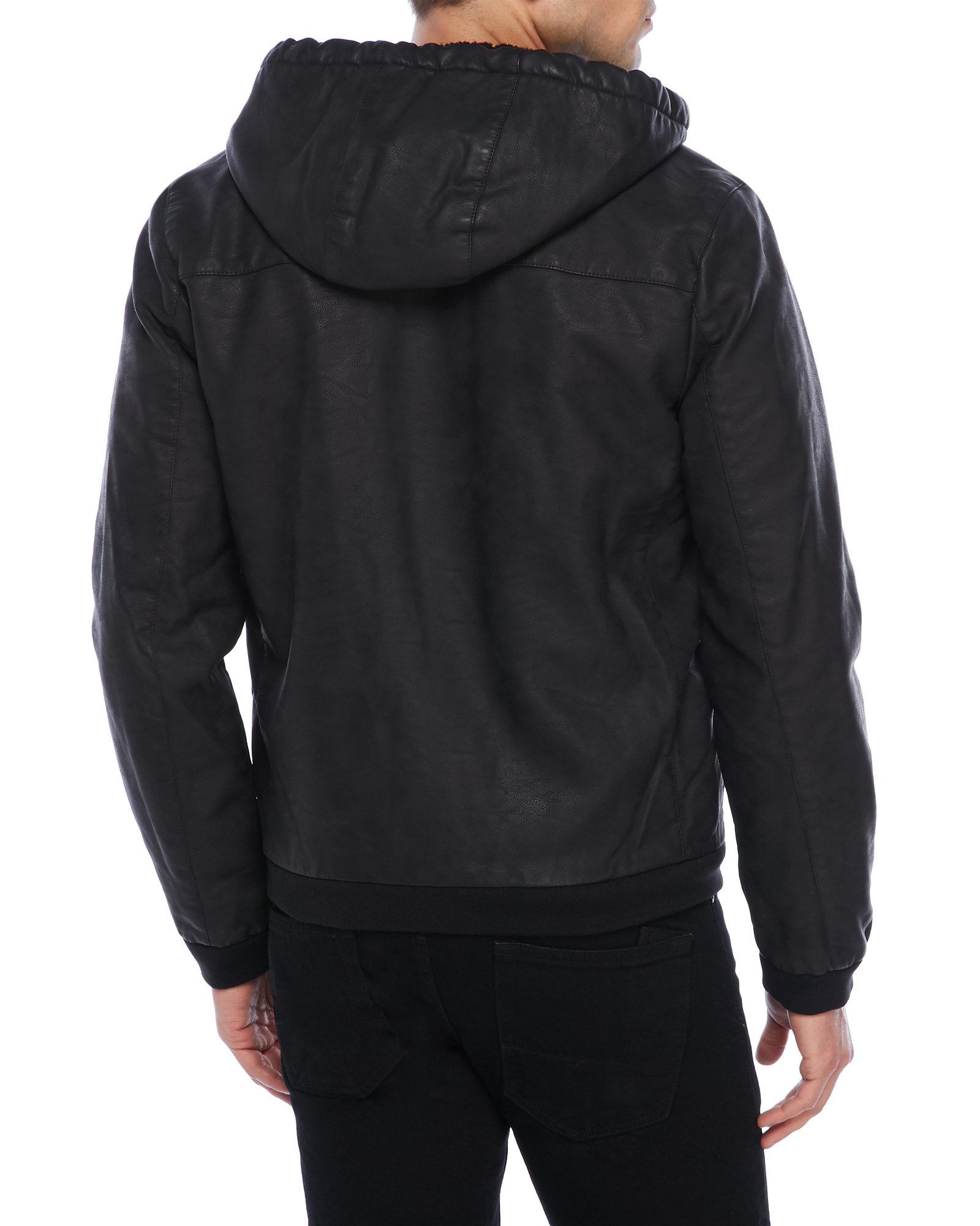 Lyst - Levi'S Faux Leather Hooded Bomber Jacket in Black for Men