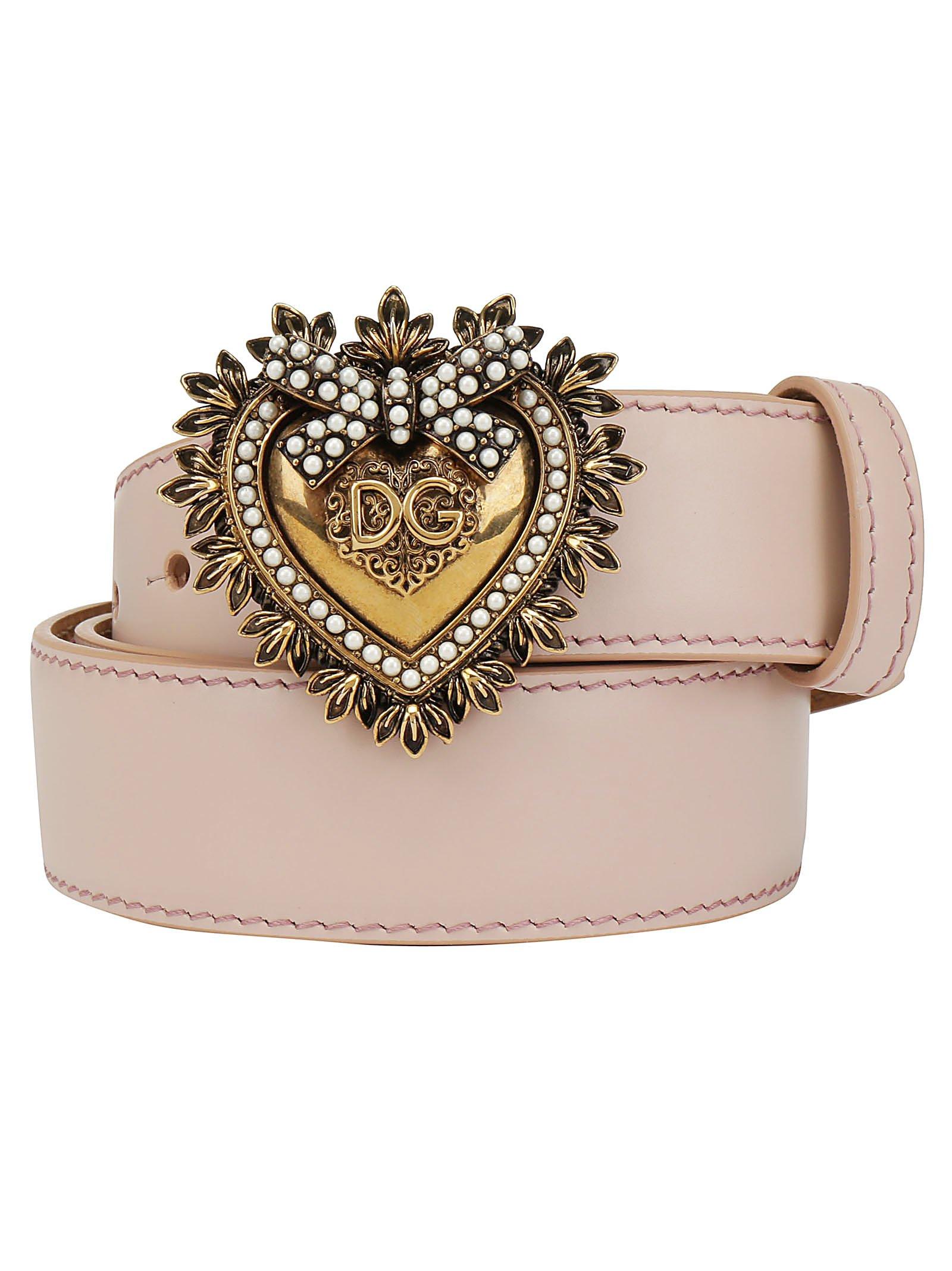 Dolce & Gabbana Leather Devotion Belt in Beige (Natural) - Lyst