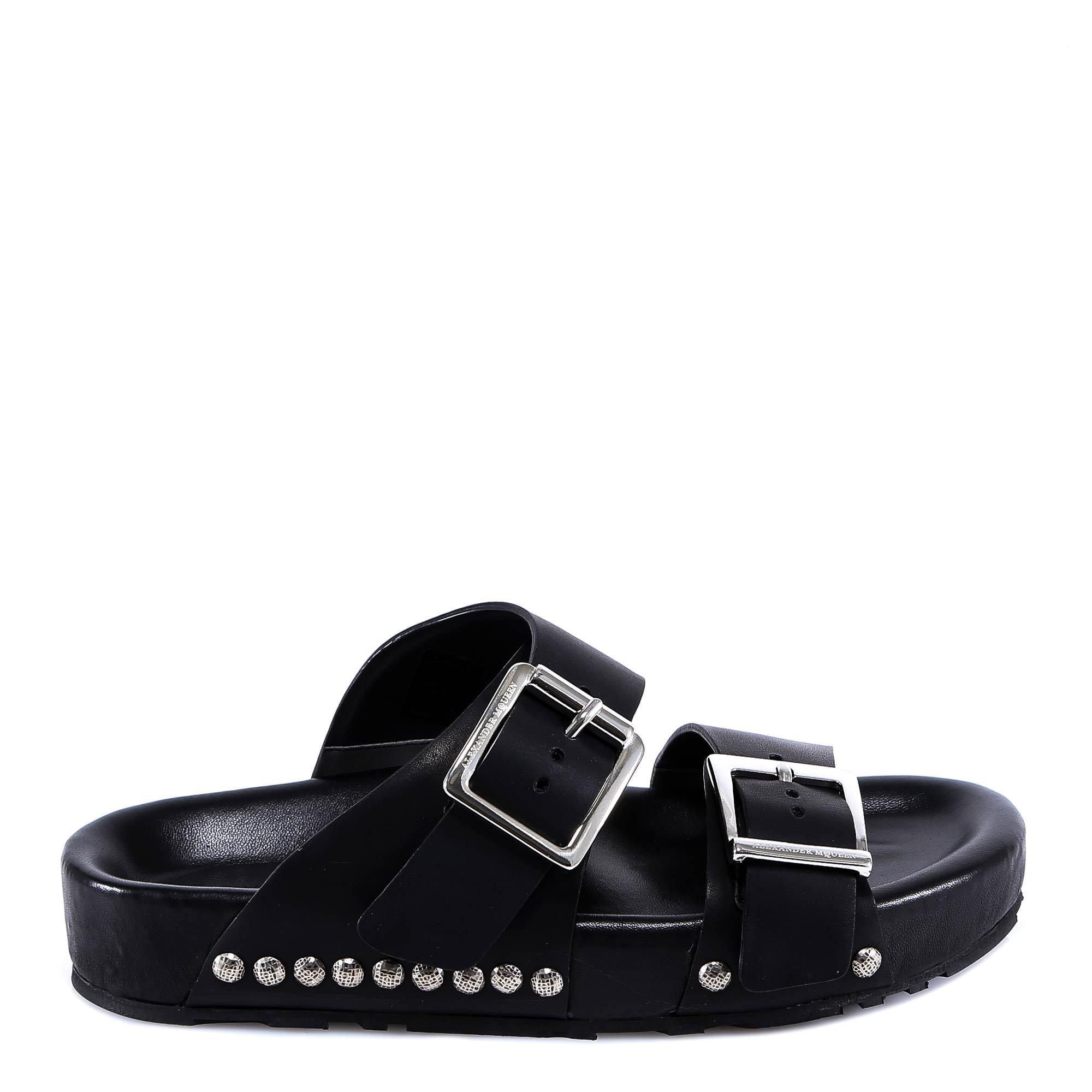 black sliders with buckle