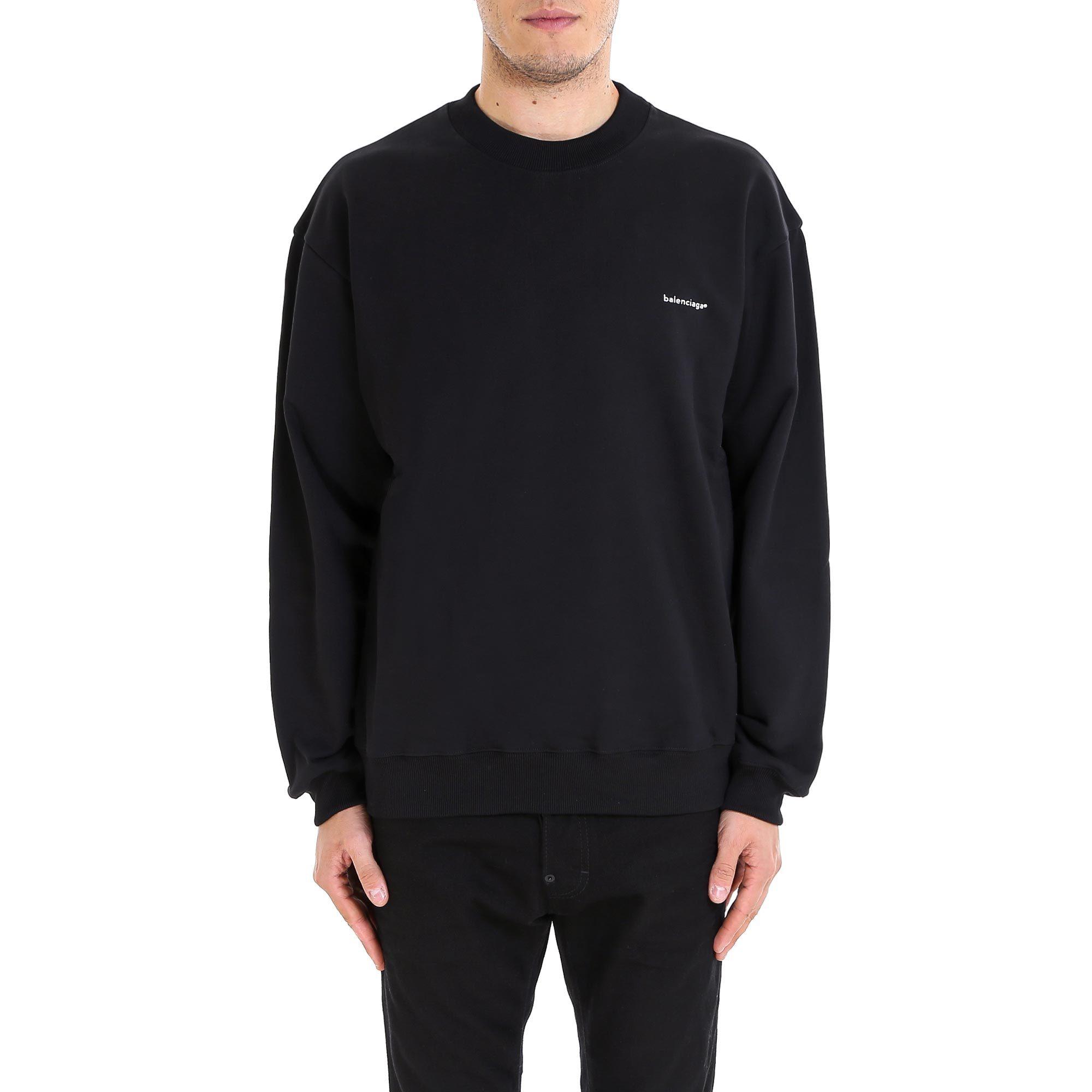 Balenciaga Logo Crewneck Sweater In Black For Men - Lyst