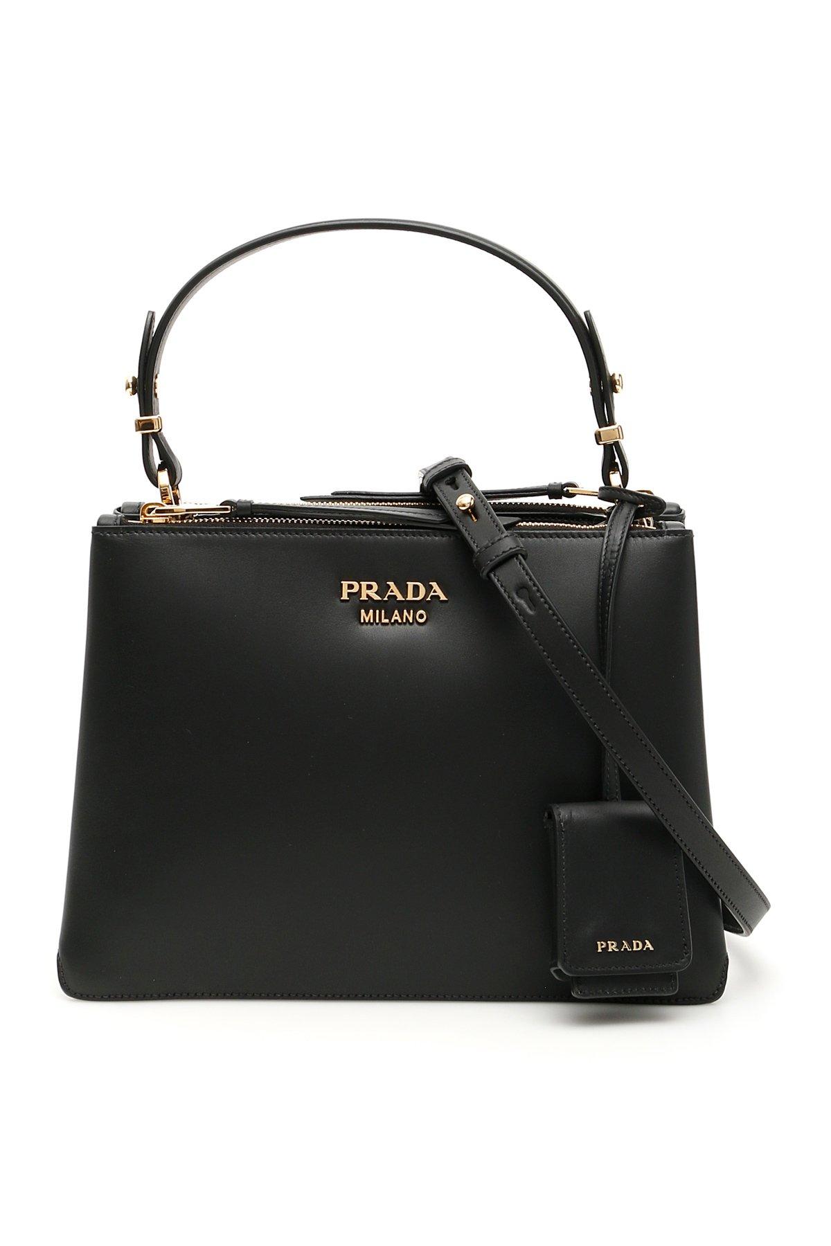 prada plaque tote bag