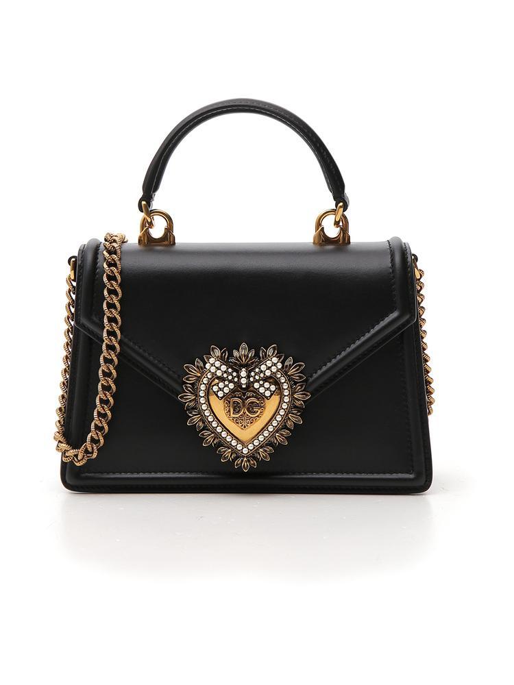 dolce and gabbana black leather shoulder bag