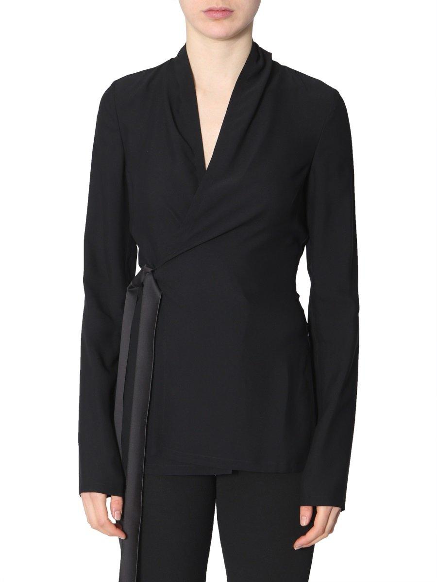 Rick Owens Synthetic Wrap Blouse in Black - Save 66% - Lyst