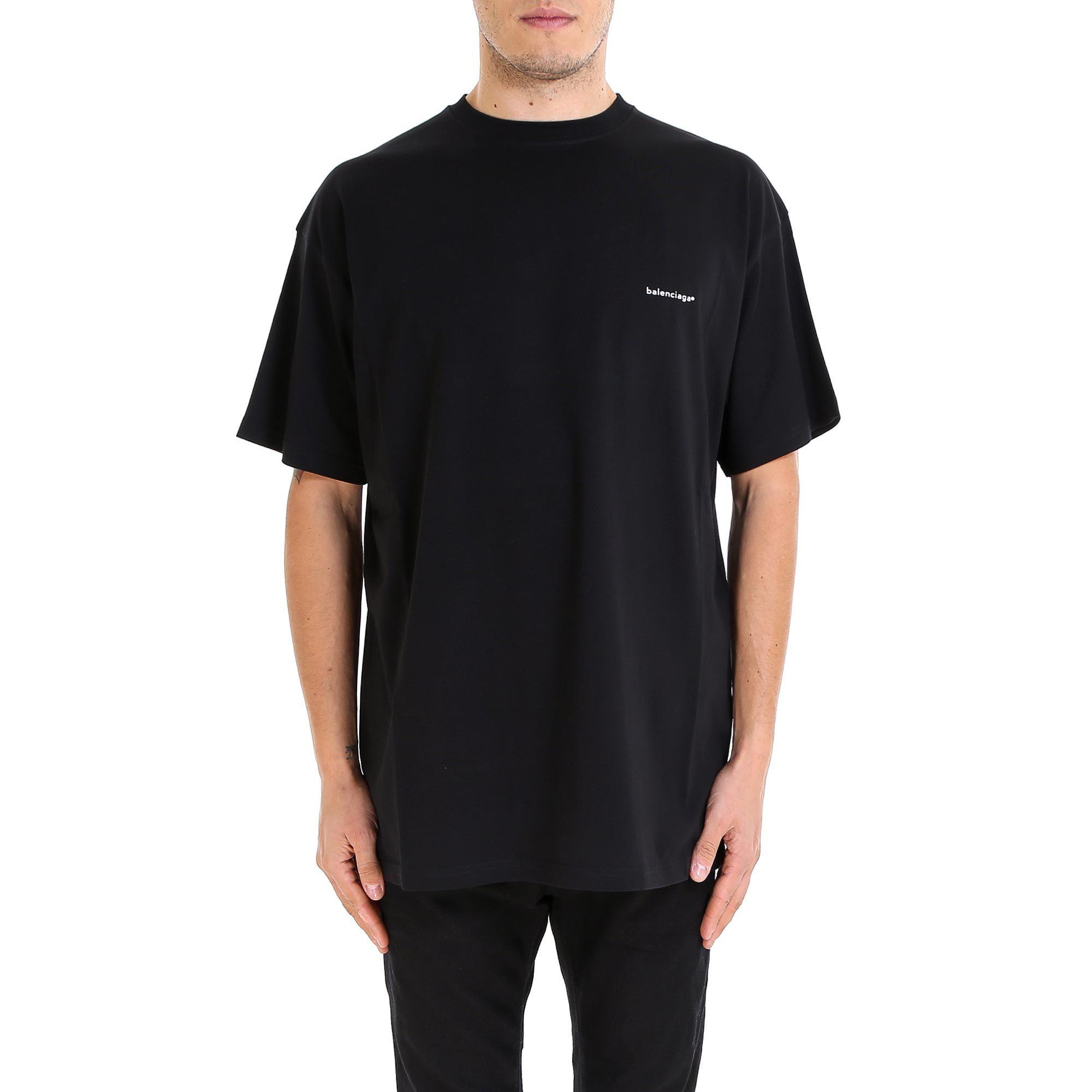 Balenciaga Logo Crew Neck T-shirt in Black for Men - Lyst