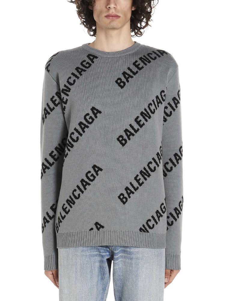 Balenciaga Logo-intarsia Cotton-blend Jumper in Grey (Gray ...