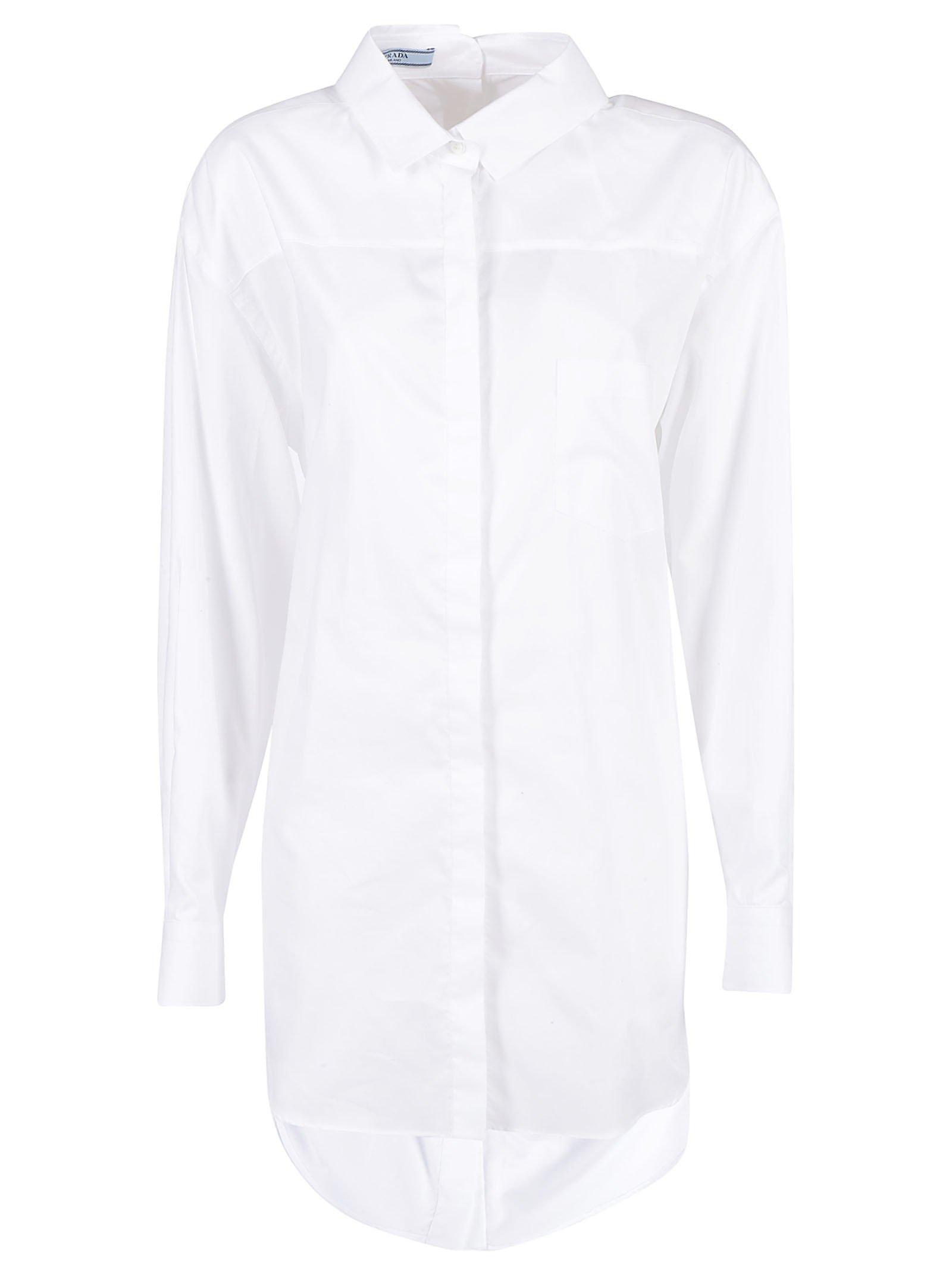 Prada Bow-detail Collared Shirt in White - Lyst