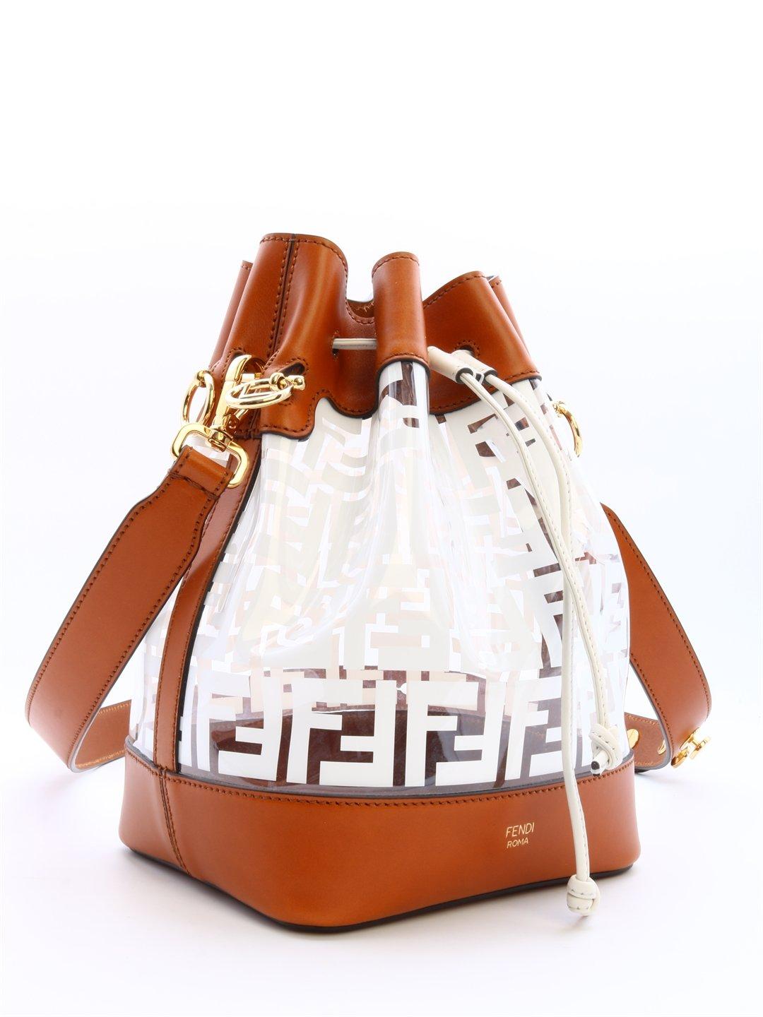 small mon tresor logo canvas bucket bag