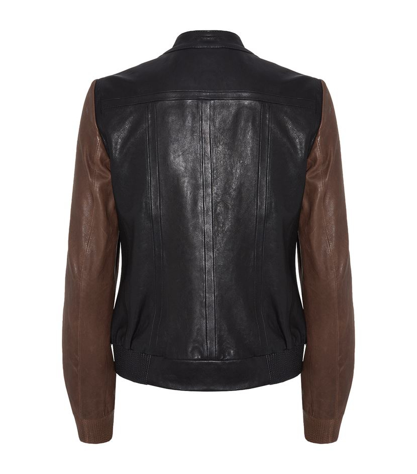 Karen millen Colour Block Leather Bomber Jacket in Black Lyst