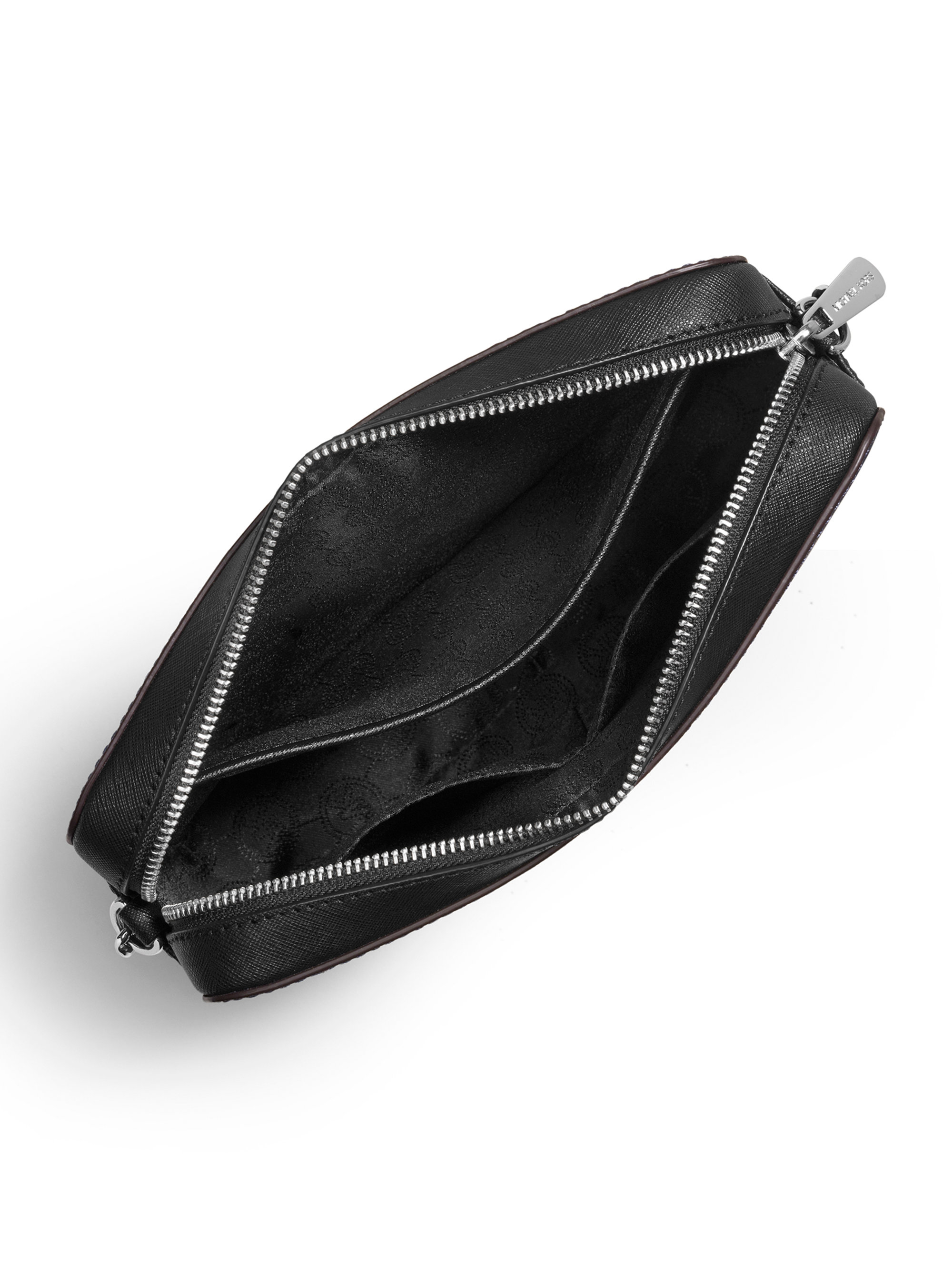 Lyst - Michael Michael Kors Jet Set Travel Saffiano-Leather Cross-Body Bag in Black