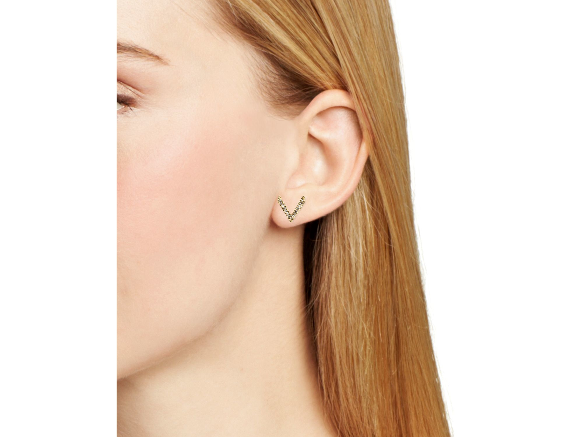 Lyst Rebecca Minkoff Pavé V Stud Earrings In Metallic Gallery