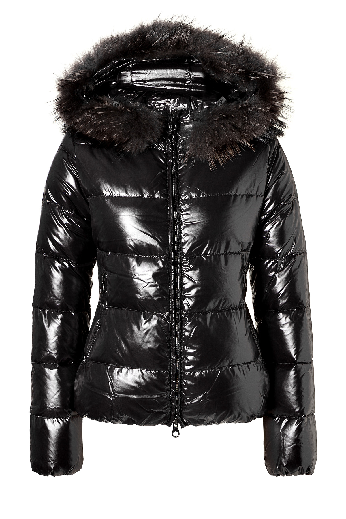 Duvetica Adhara Down Jacket With Fur-Trimmed Hood in Black | Lyst