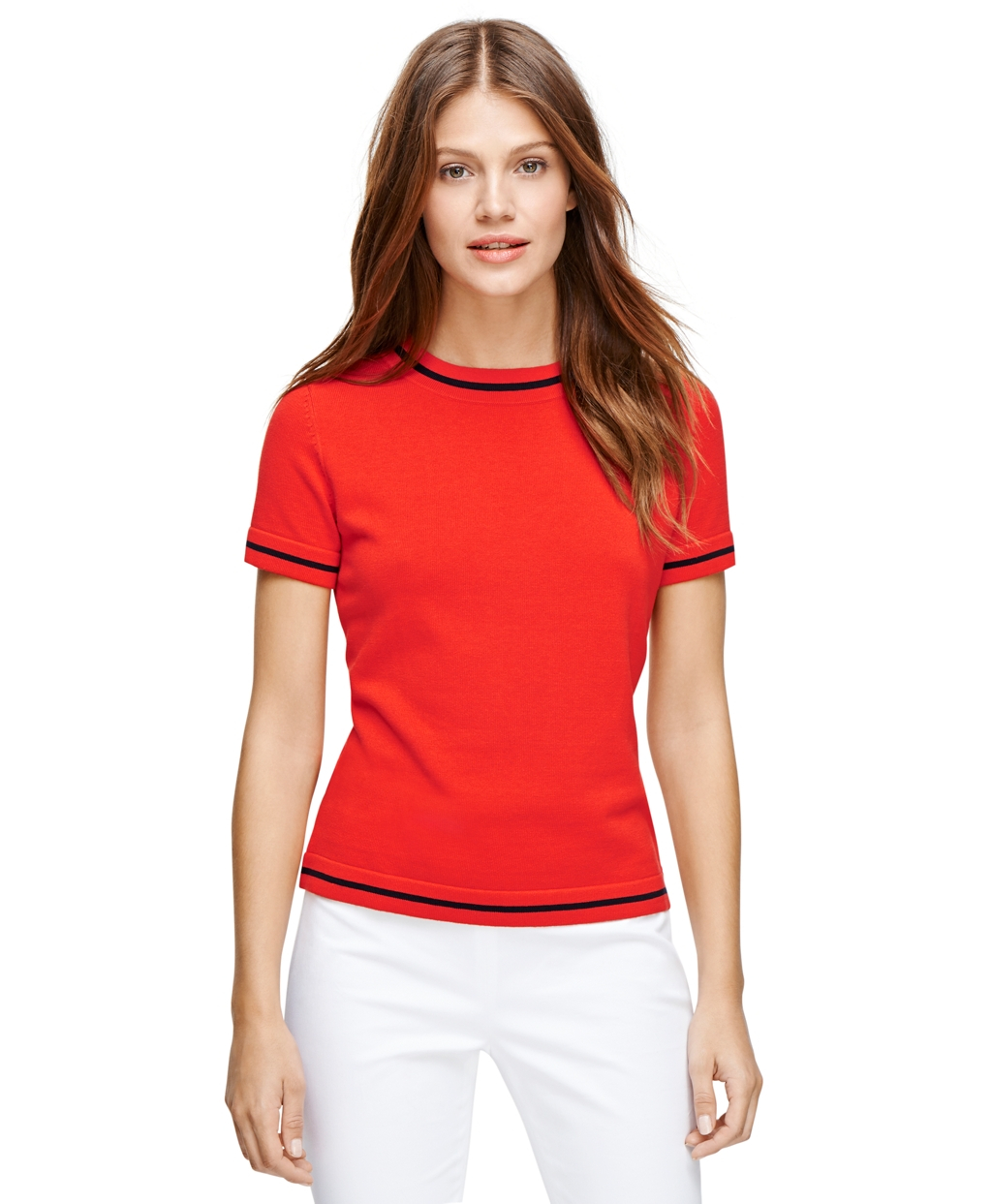 Lyst - Brooks Brothers Silk And Cotton Short-Sleeve Shell in Red