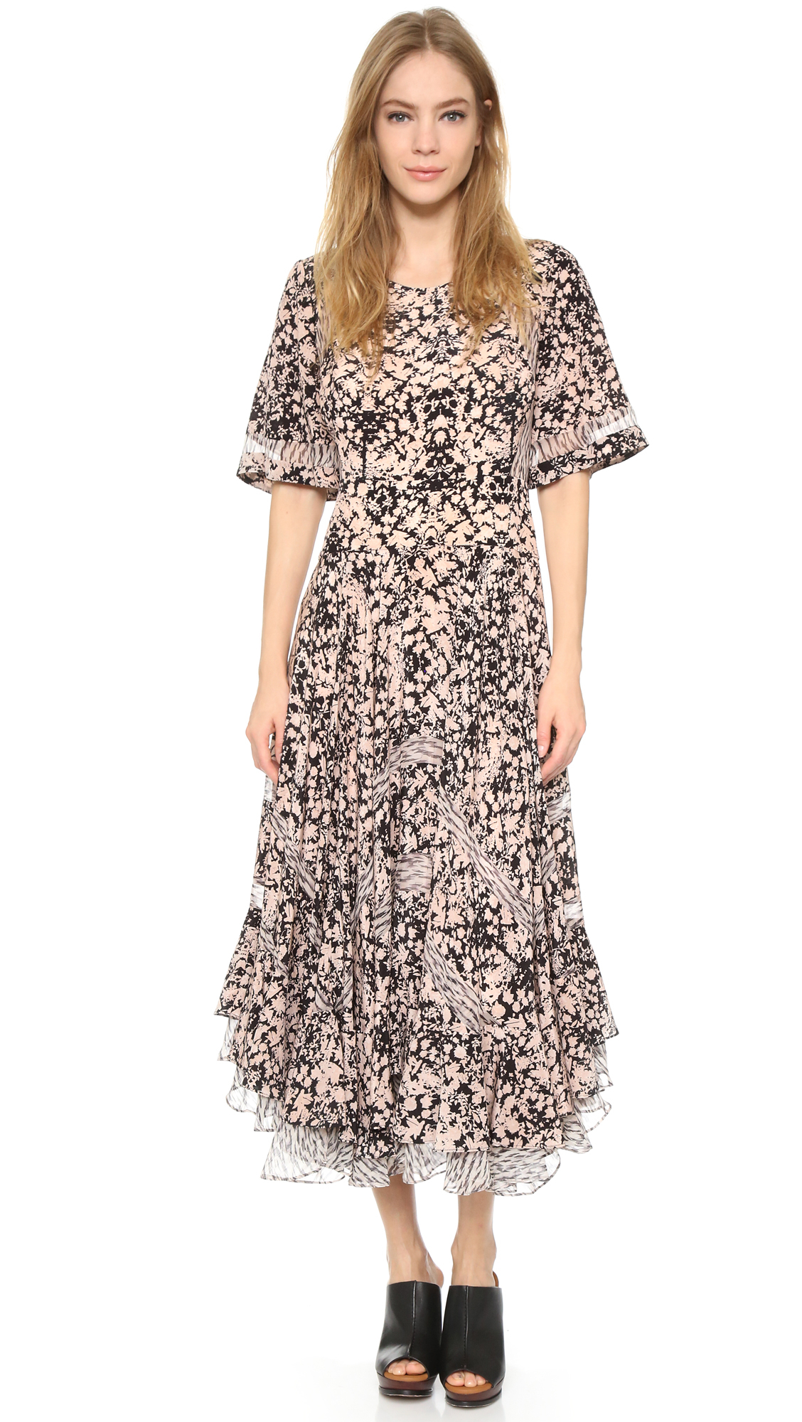 Lyst - Rebecca Taylor Mixed Print Dress in White