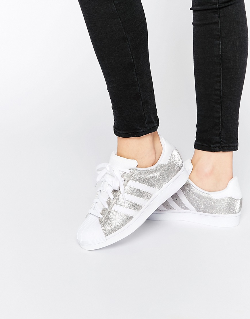 Adidas originals Superstar Metallic-Leather Low-Top Sneakers in ...