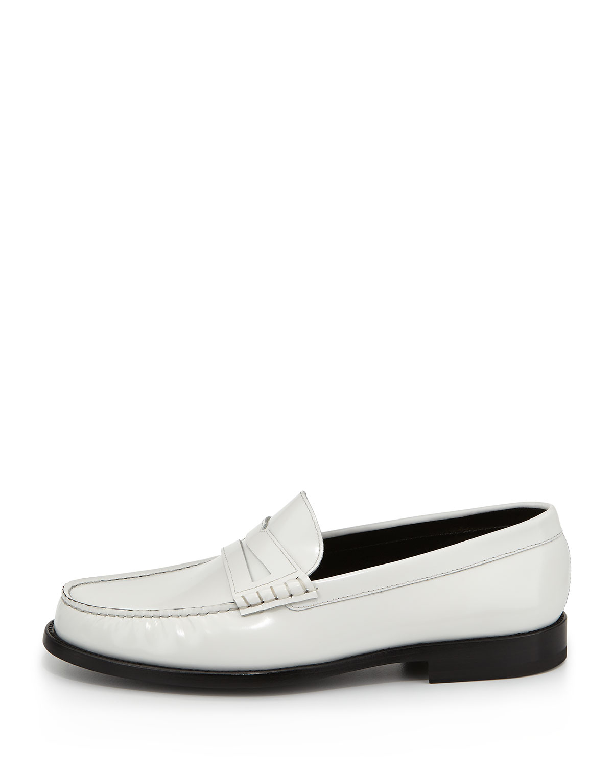 Saint Laurent Classic Leather Penny Loafer White in White for Men - Lyst