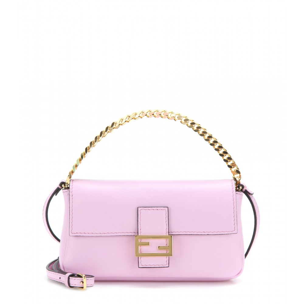 Lyst - Fendi Micro Baguette Leather Shoulder Bag in Pink