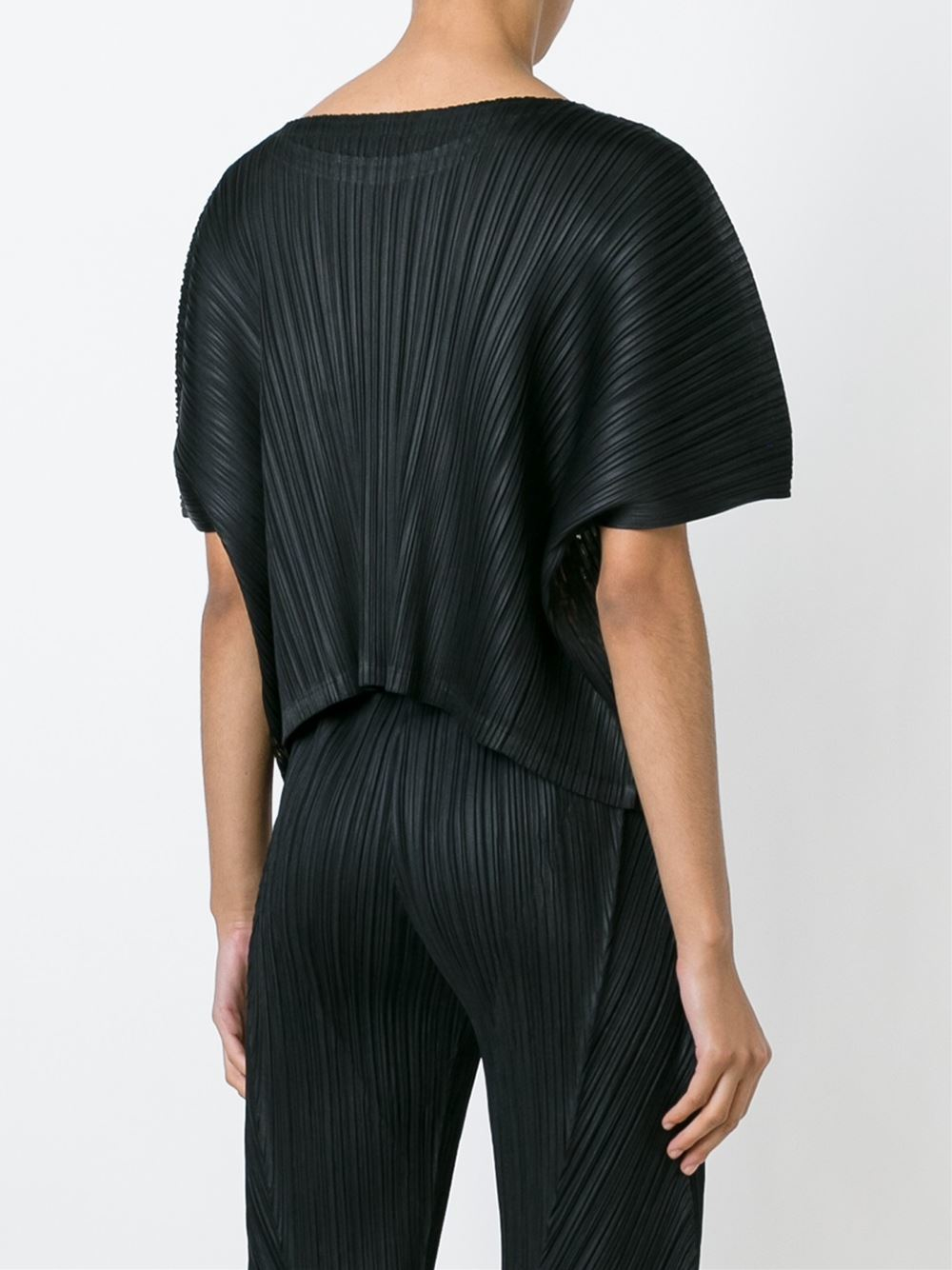 Lyst - Pleats Please Issey Miyake Cropped Pleated T-shirt in Black