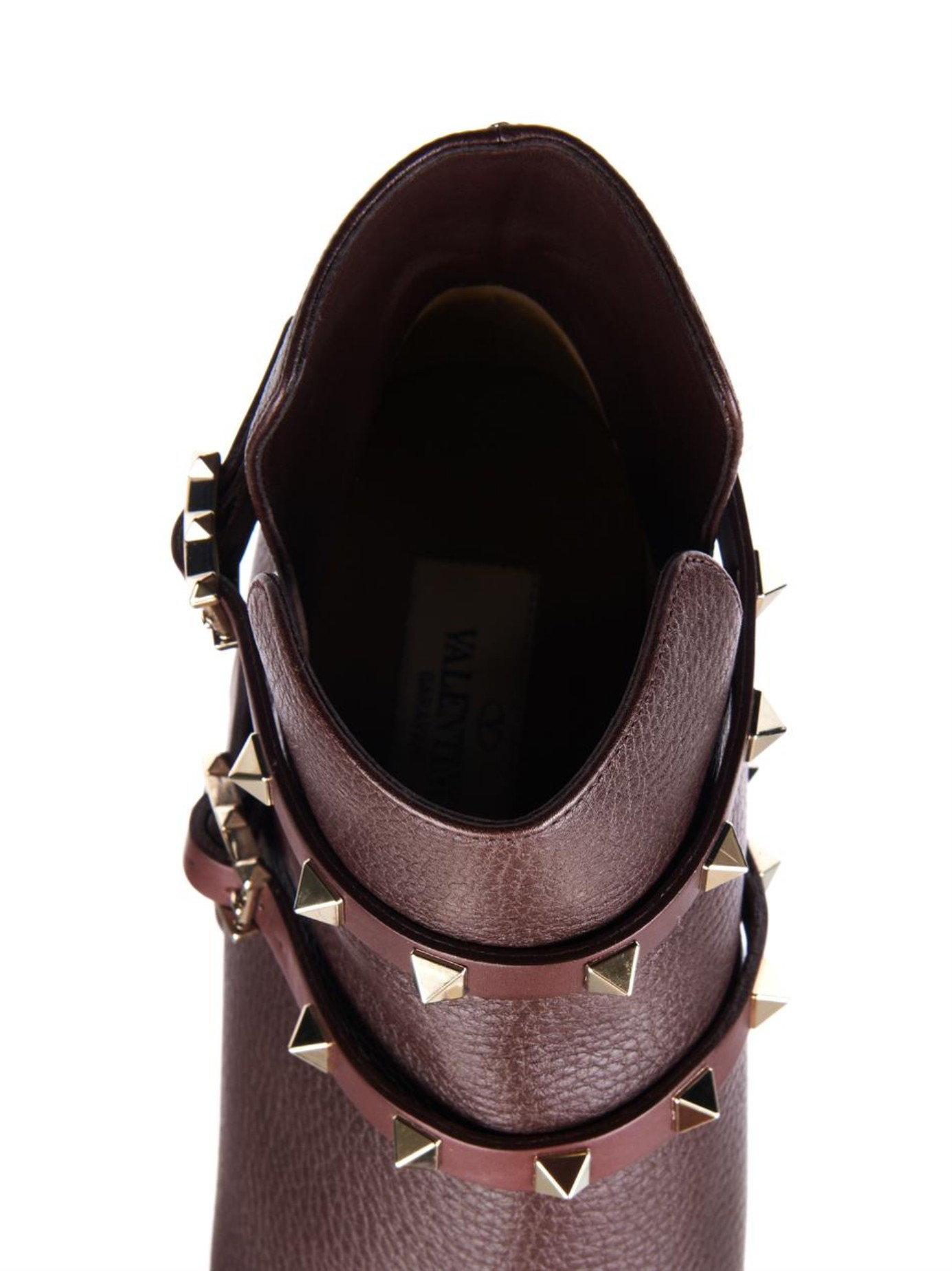Lyst - Valentino Rockstud Harness Ankle Boot in Purple