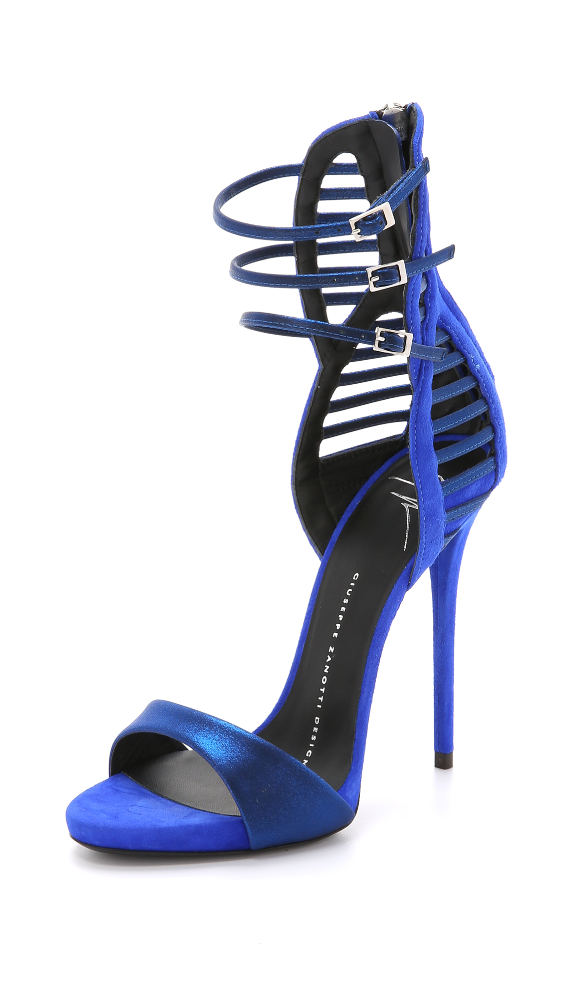 Lyst - Giuseppe Zanotti Suede Strappy Heeled Sandals - Electric Blue in ...