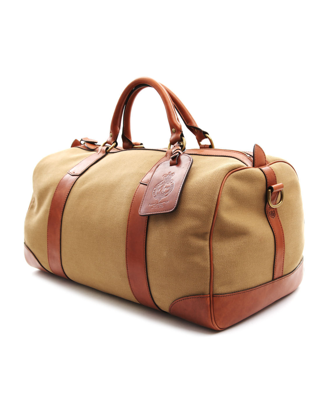 Polo ralph lauren Beige Leather and Canvas Weekend Bag in Natural for ...