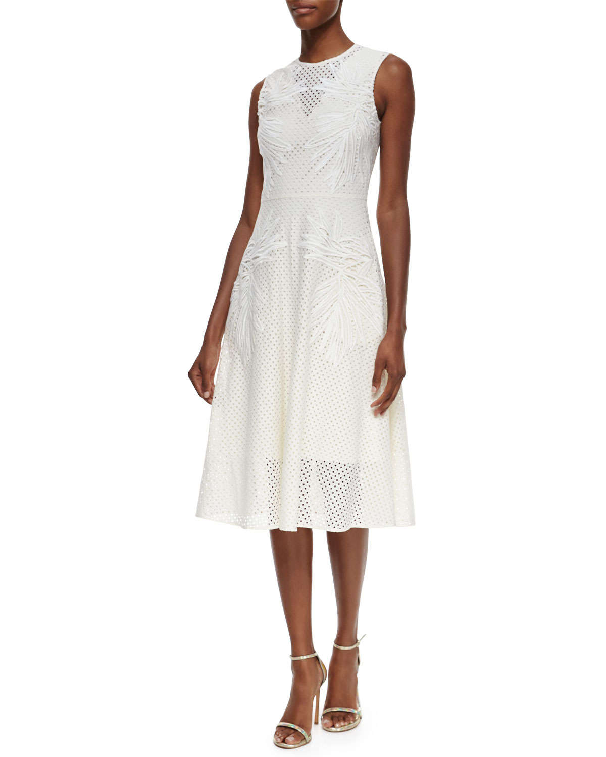 Erdem Floral Embroidered Eyelet Lace Midi Dress In White Lyst