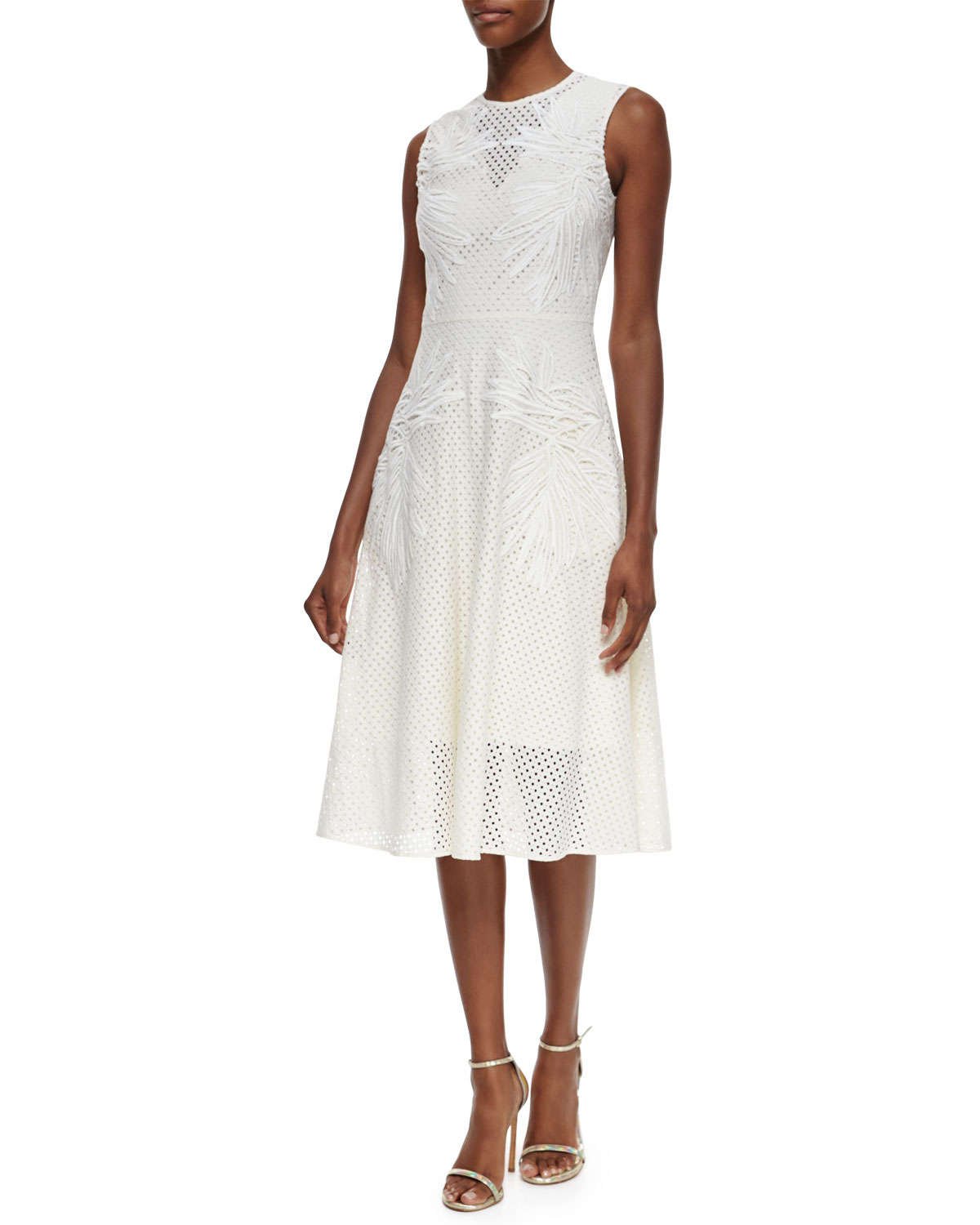 Erdem Floralembroidered Eyelet Lace Midi Dress in White Lyst