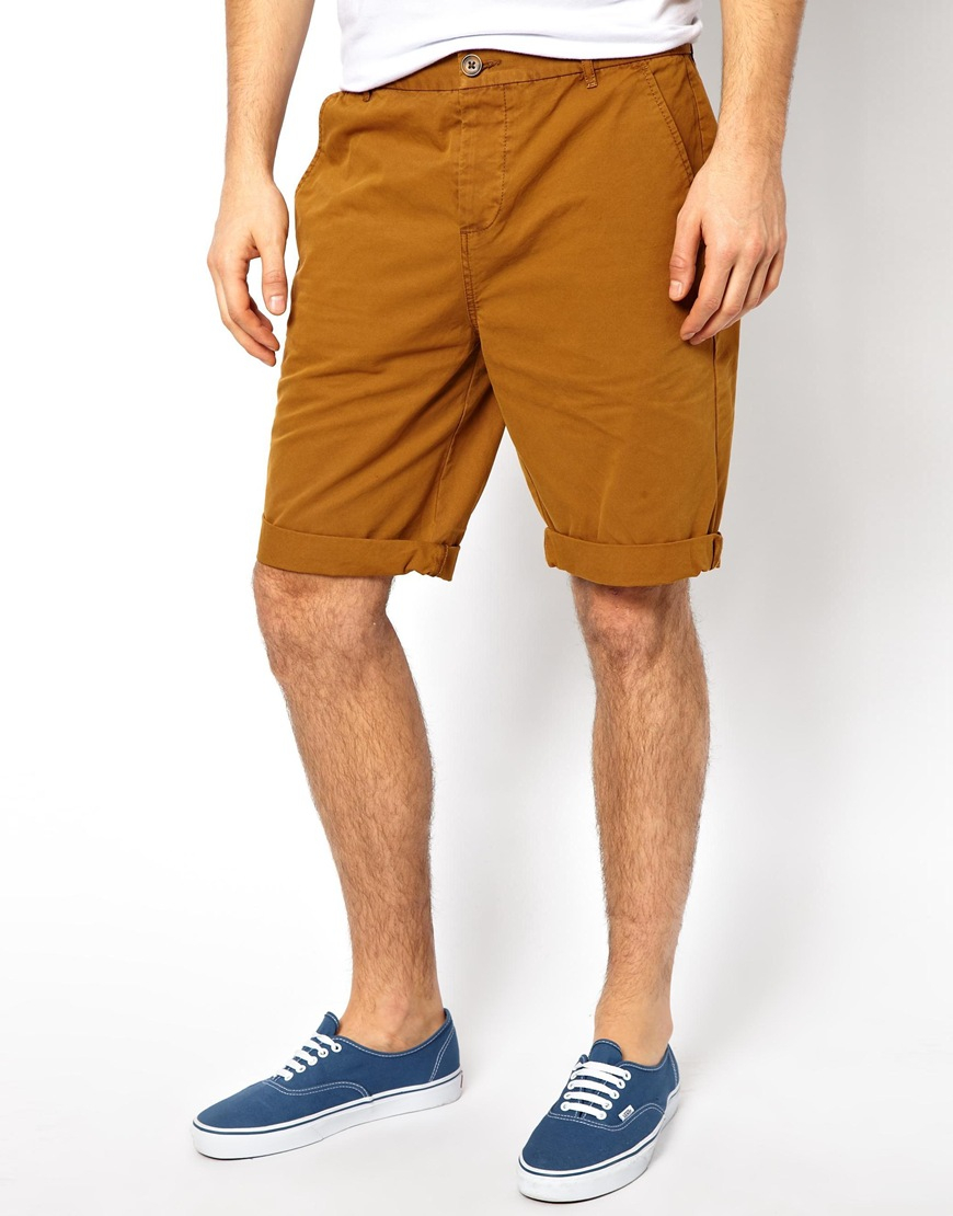 Asos Chino Shorts in Longer Length in Brown for Men | Lyst