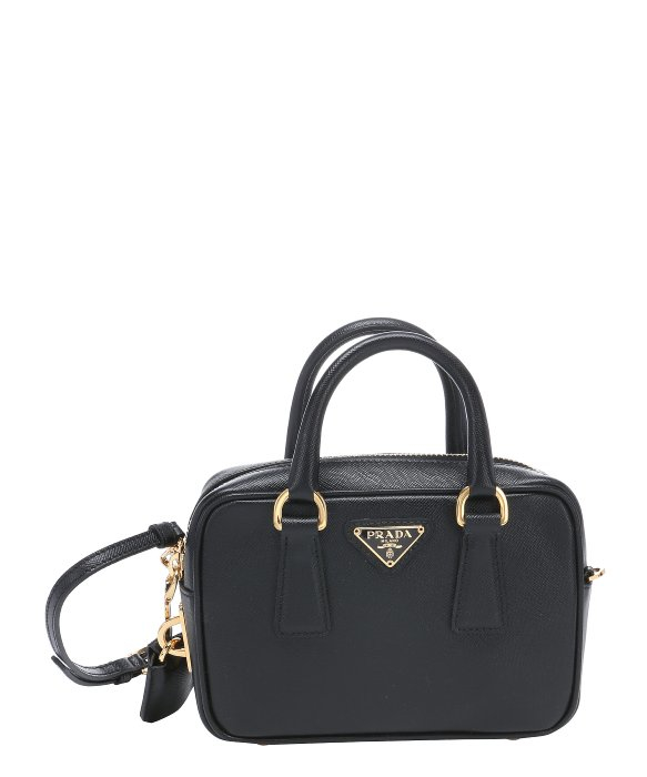 Prada Black Saffiano Leather Mini Convertible Top Handle Bag in ...  