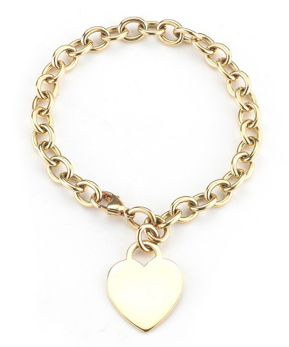 Lyst Tiffany Co Pre Owned 18k Yellow Gold Heart Charm Bracelet Gallery