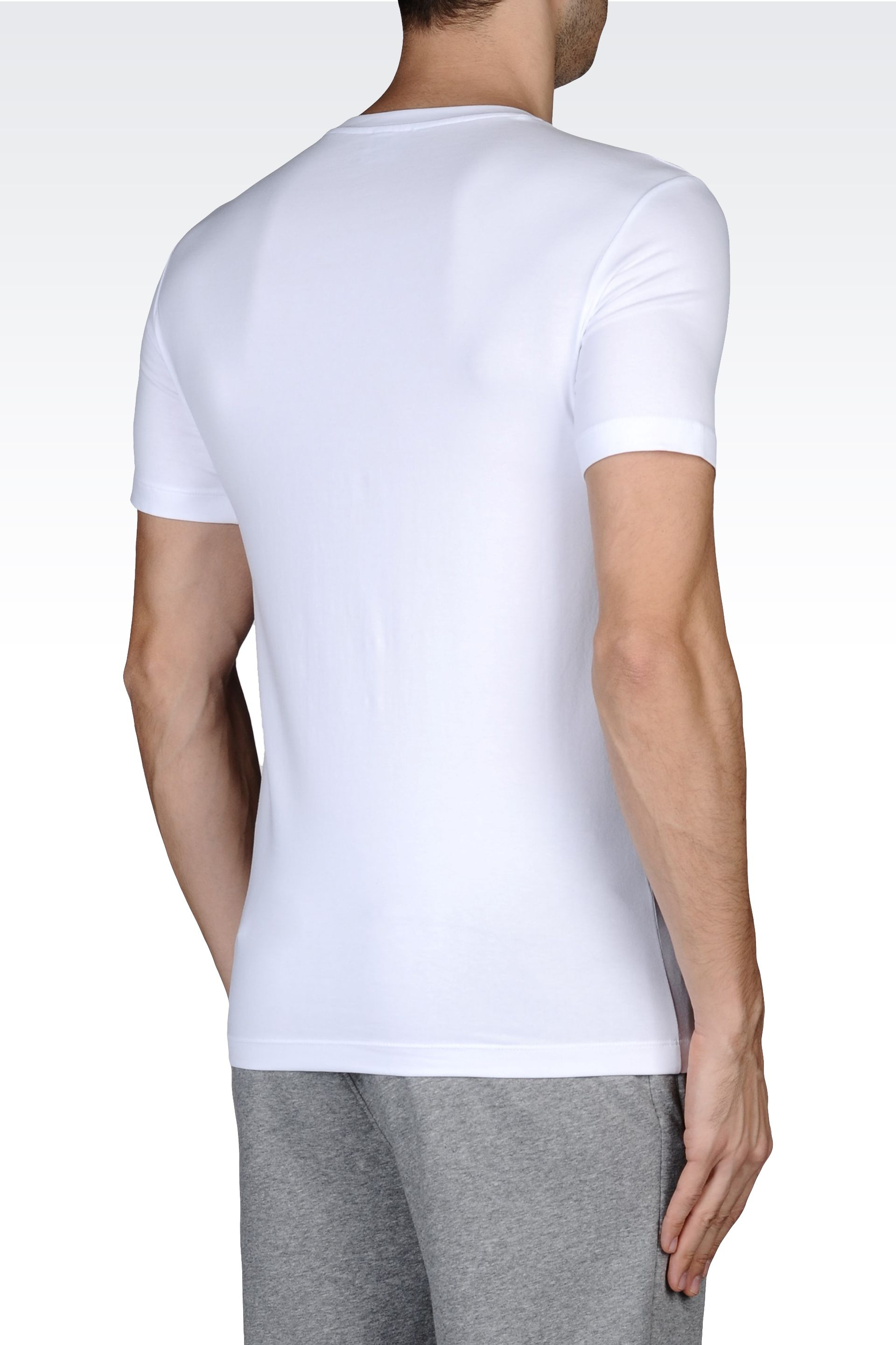 Ea7 T-Shirt In Stretch Cotton in White for Men | Lyst