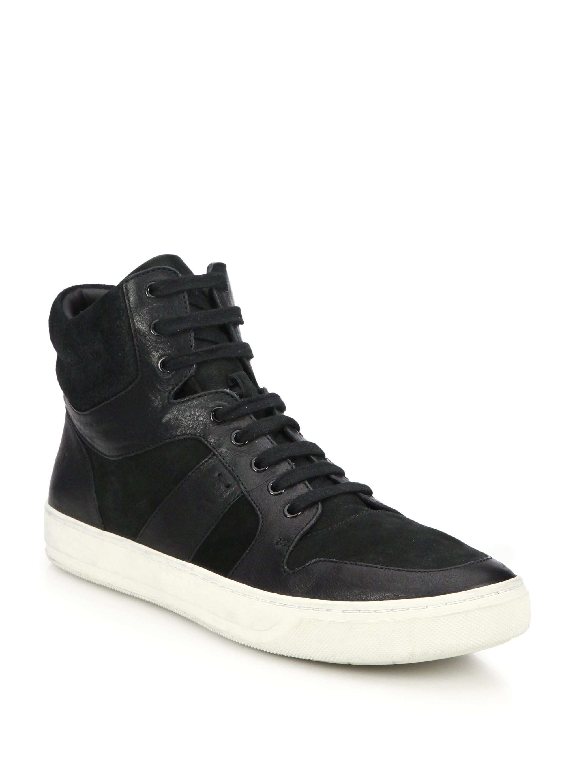 Lyst - Vince Adam Leather & Suede High-top Sneakers in Black for Men