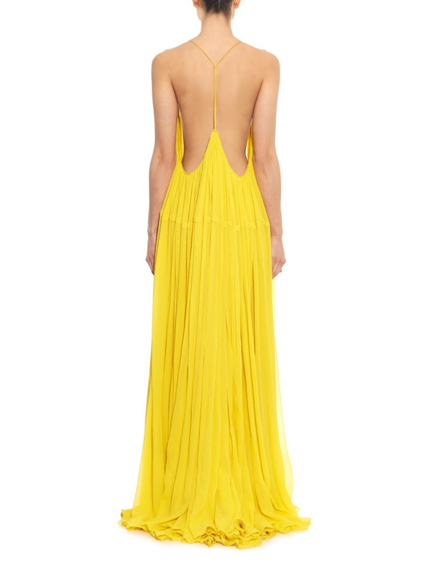 yellow silk gown dress