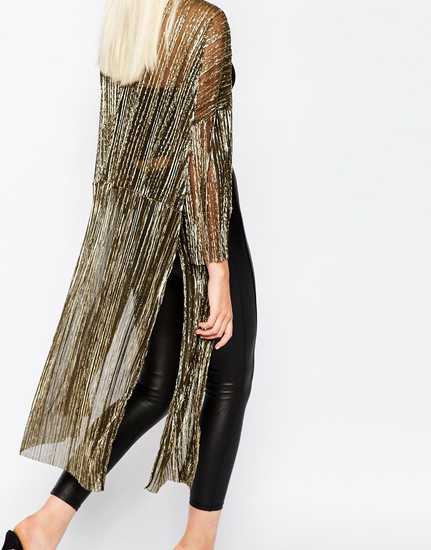 Monki Glitter Kimono in Yellow Lyst