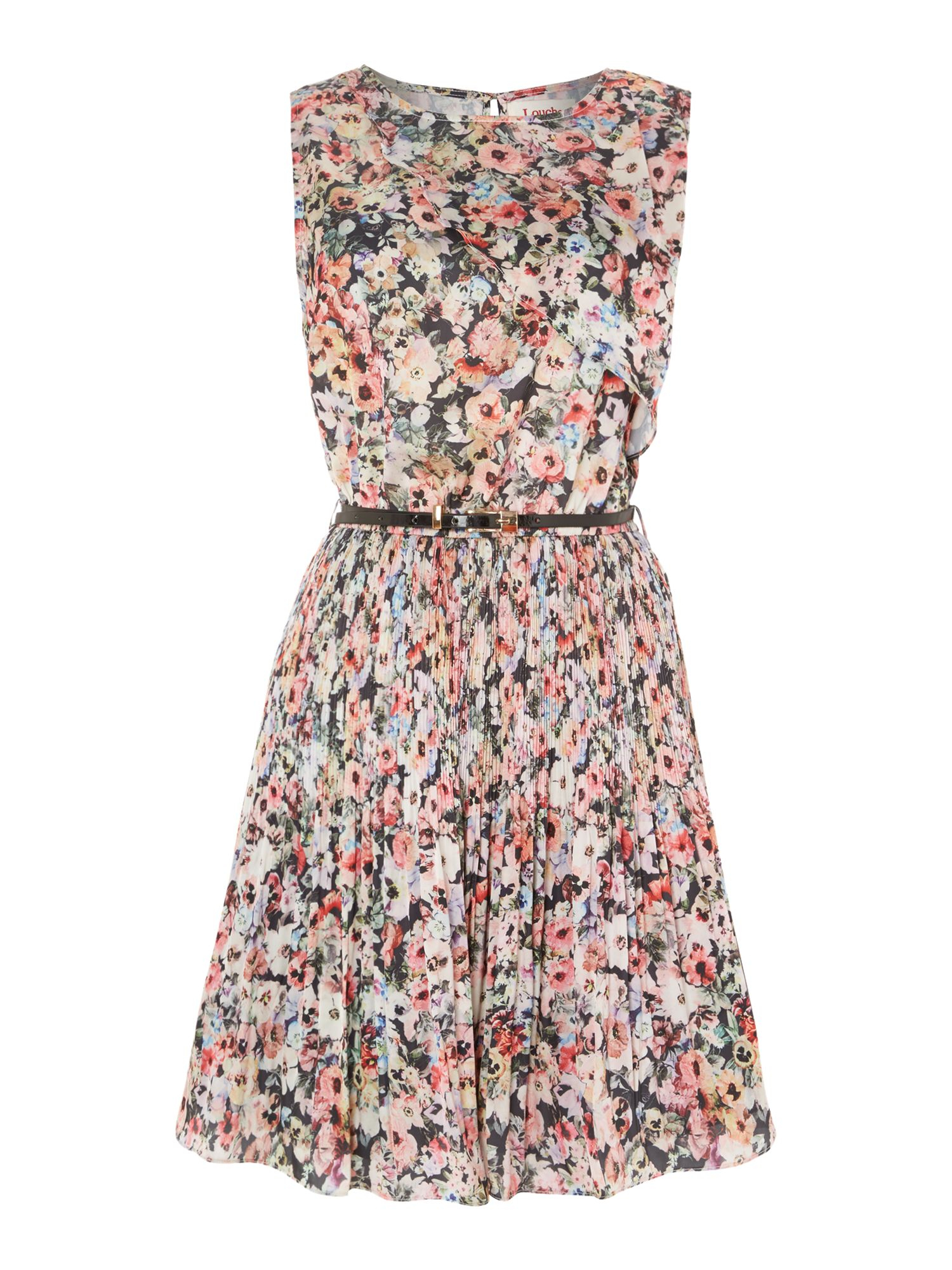 Louche Floral Print Silk Pleast Dress in Floral (Multi-Coloured) | Lyst