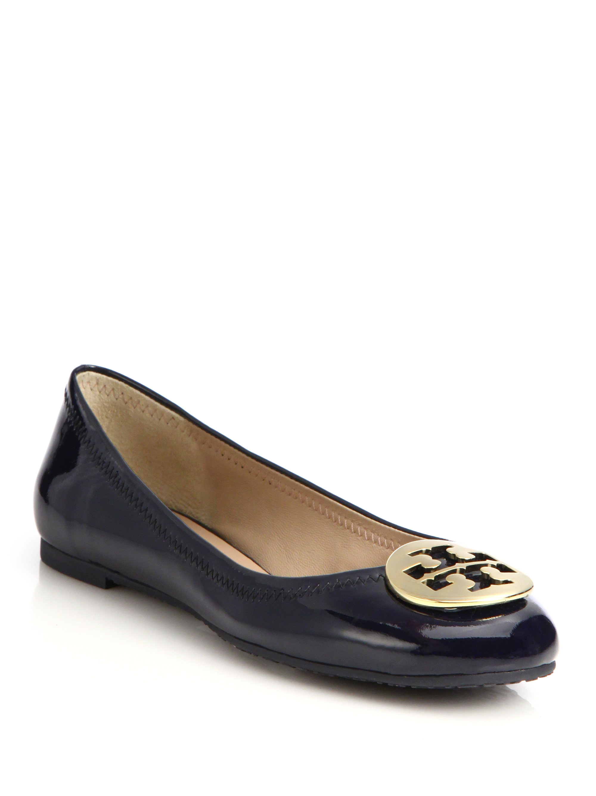 Tory burch Reva Patent Leather Ballet Flats in Red | Lyst