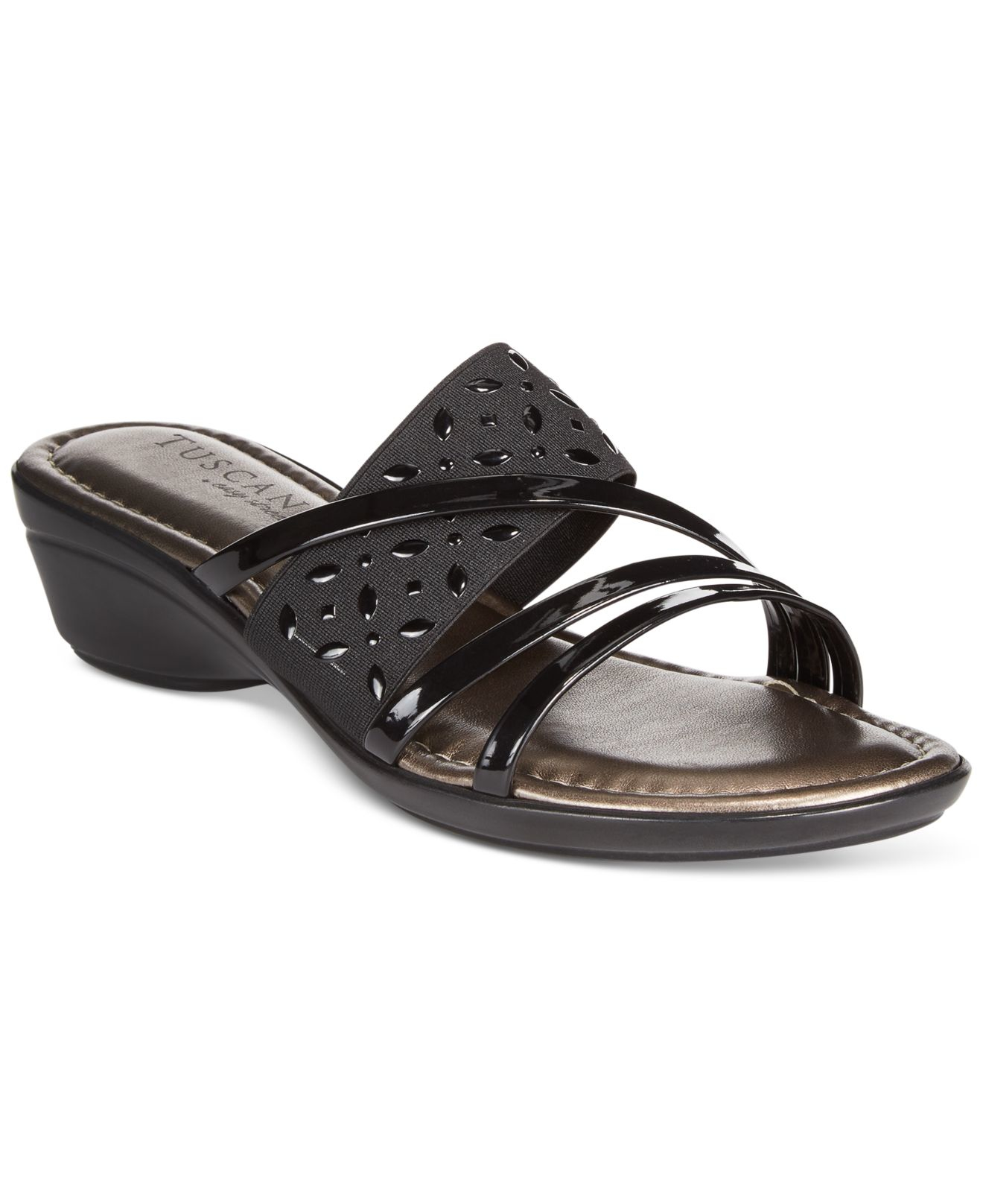  Easy  street Tuscany By Atessa Wedge  Sandals  in Black Lyst