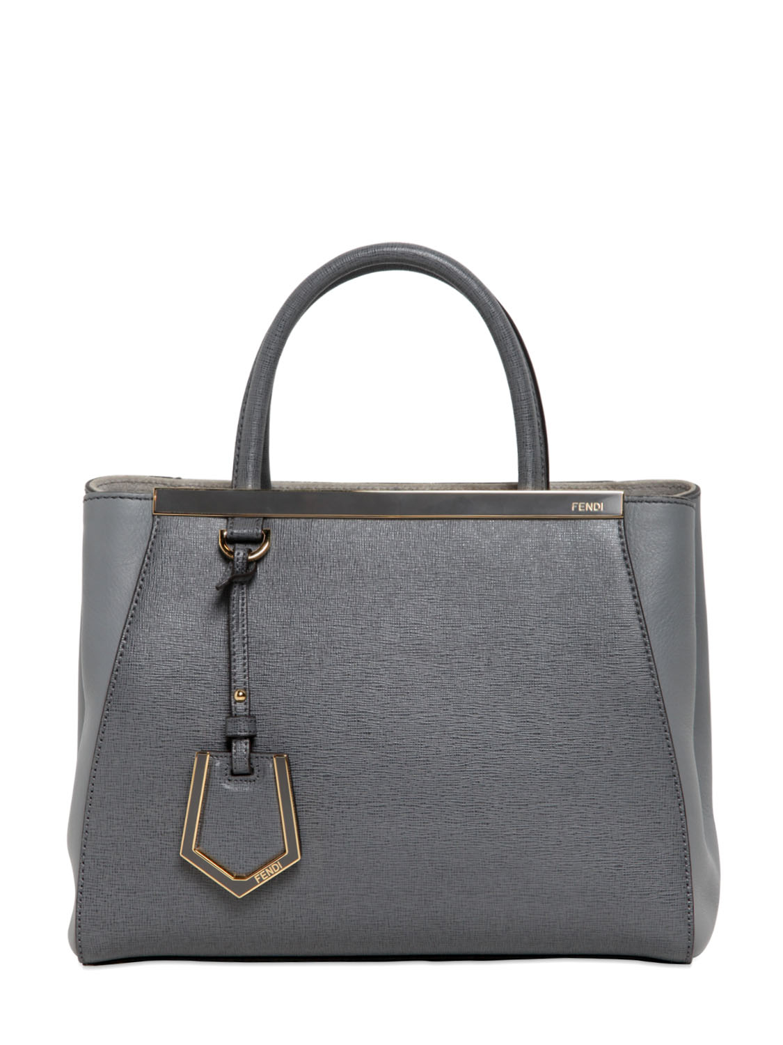 Fendi Mini 2jours Structured Leather Bag in Gray (GREY) | Lyst