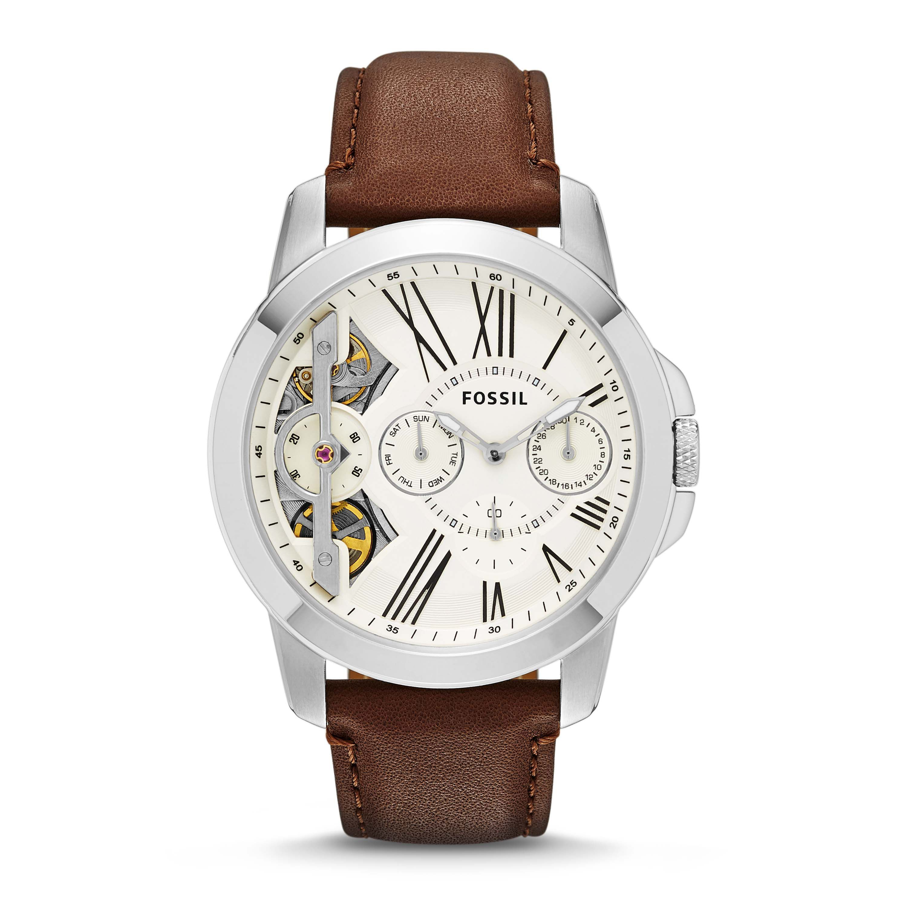 Fossil Grant Brown Leather Mens Watch in Brown for Men | Lyst