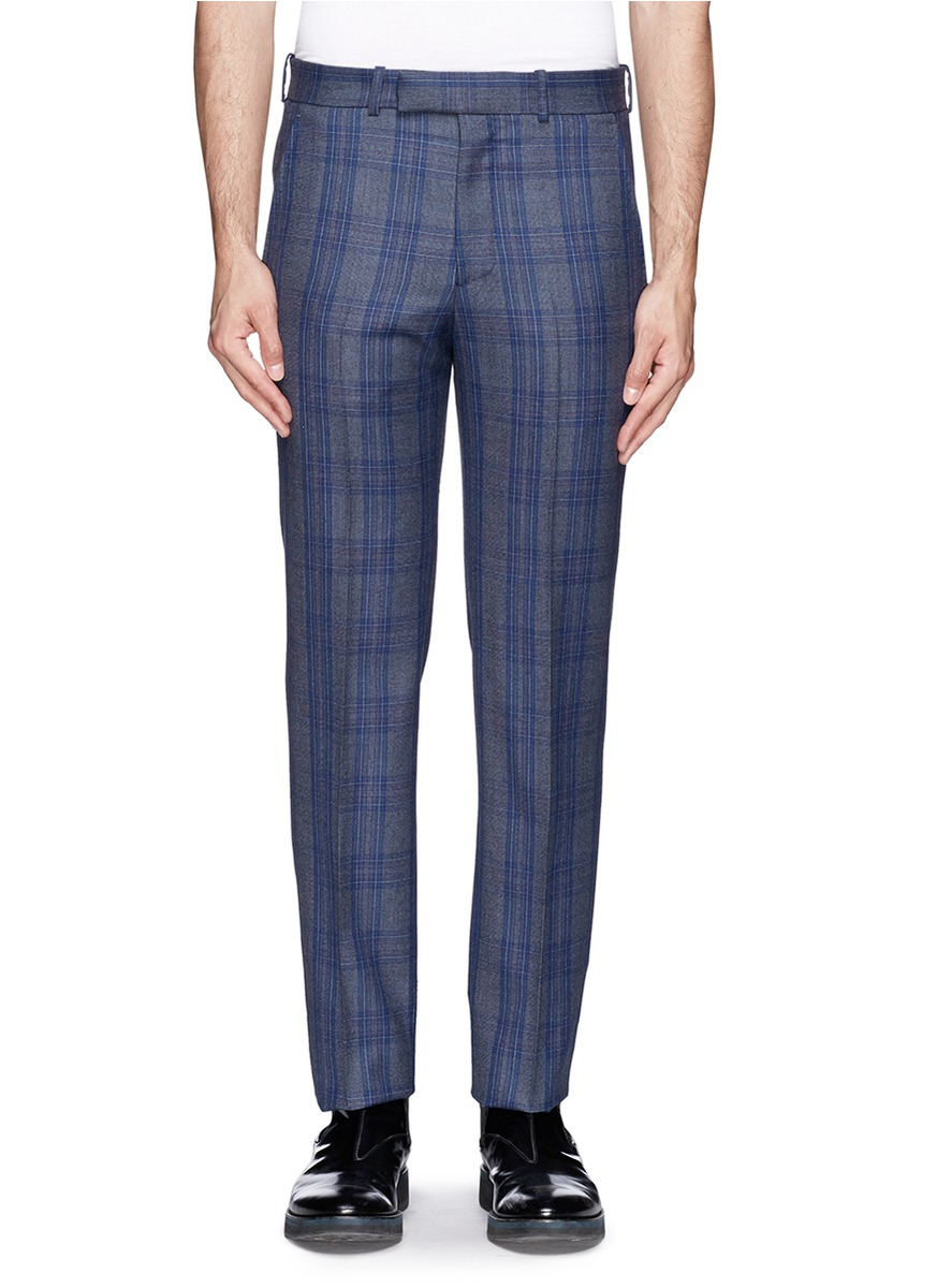 Lyst - Alexander Mcqueen Glen Plaid Wool Pants in Blue for Men