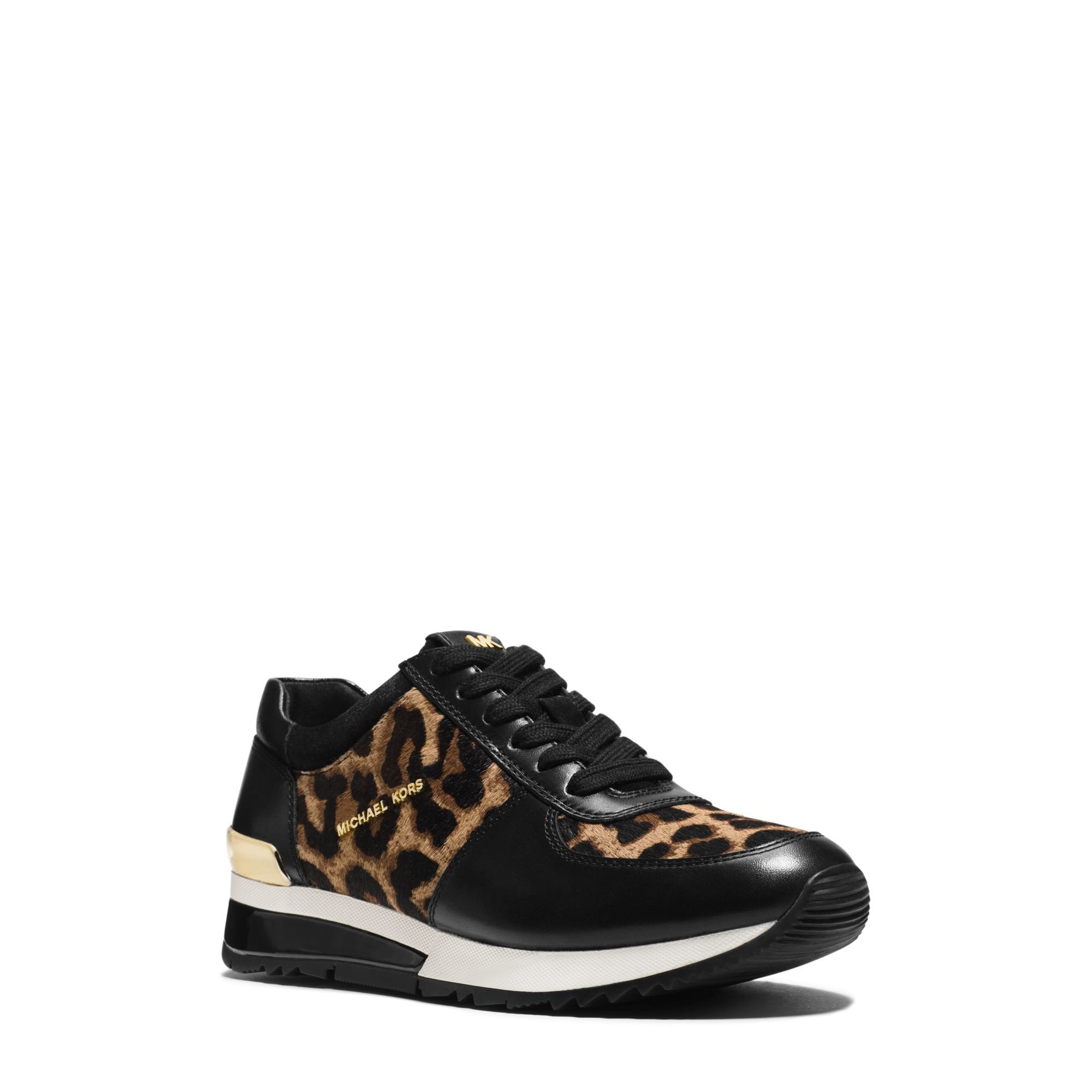 Lyst - Michael Kors Allie Leopard Calf Hair And Leather Sneaker in Natural