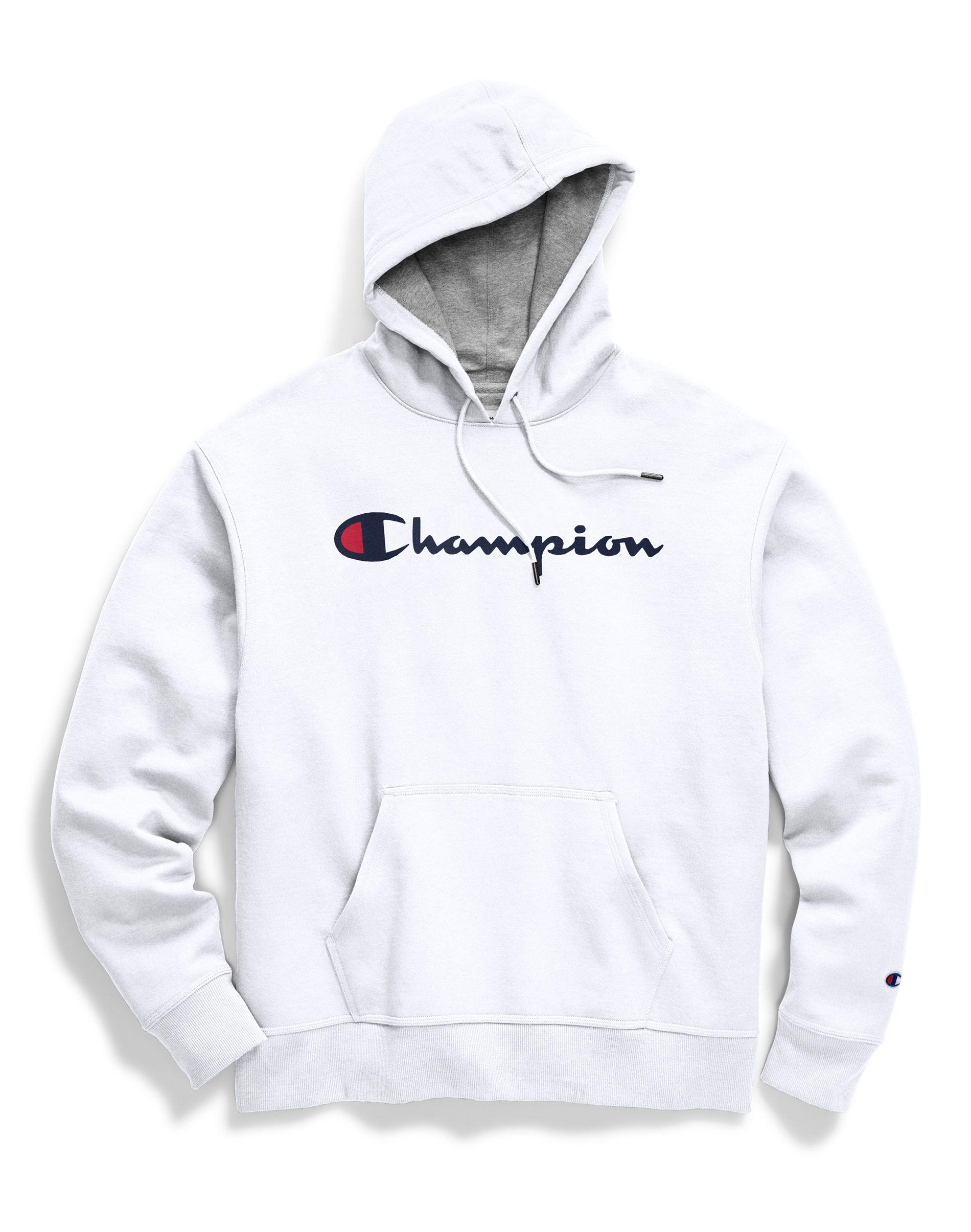 Champion Cotton Script Logo Powerblend Hoodie in White for Men - Save ...
