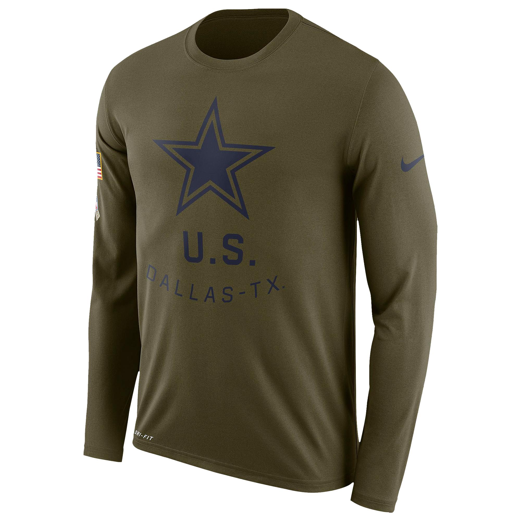 Nike Dallas Cowboys Nfl Salute To Service Legend L/s Tshirt in Green