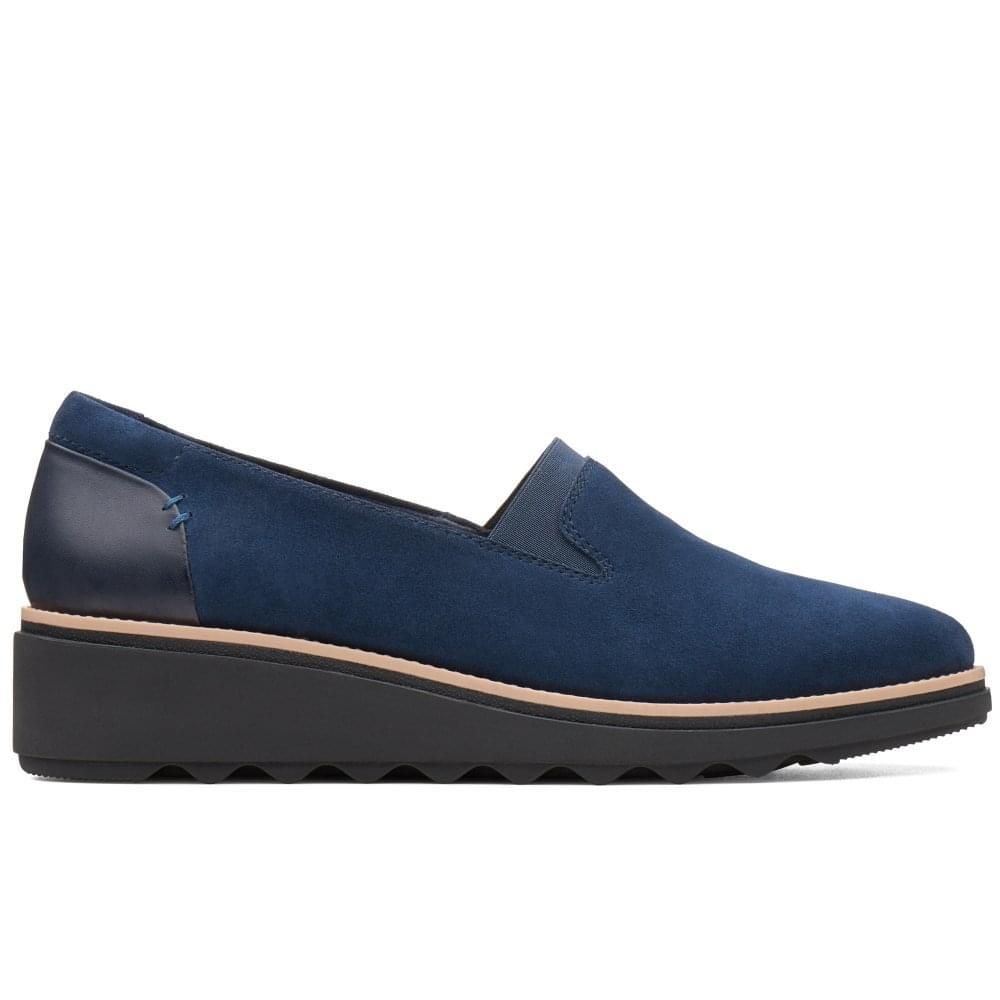 Lyst Clarks Sharon Dolly Womens Navy Suede Wedge Heel